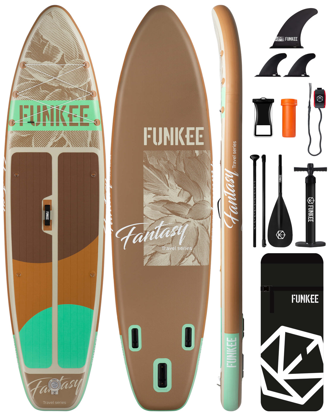 FUNKEE 11ft Extra Wide iSUP Board Stable 11’x34” SUP Set with Accessories for Surfing Yoga