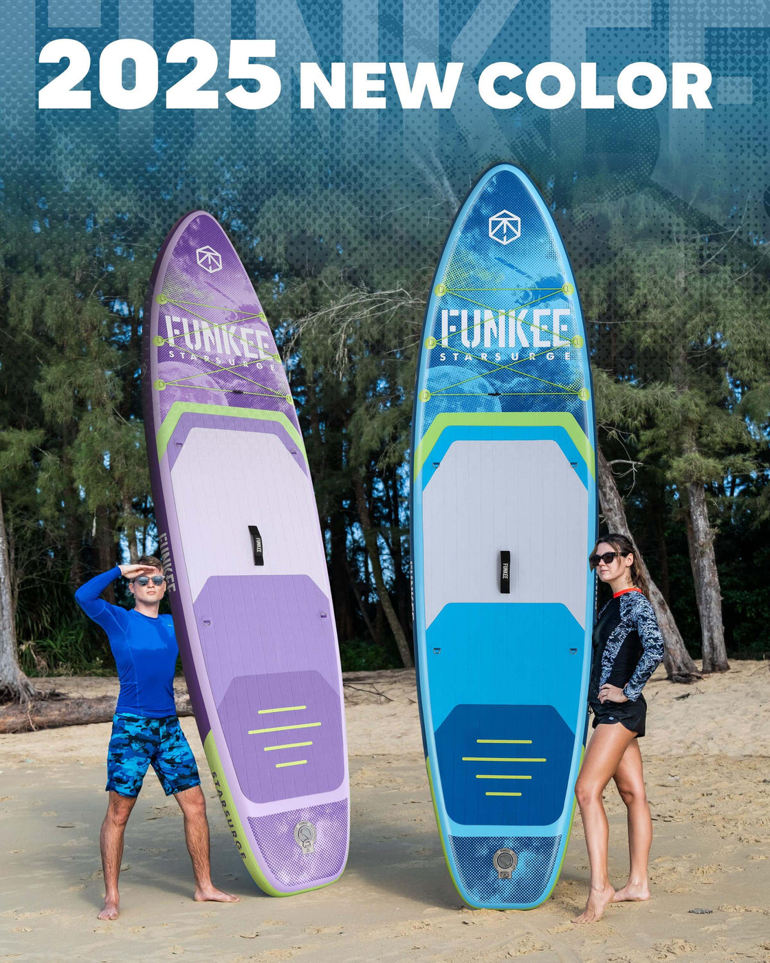 FUNKEE 11ft Inflatable Paddle Board 11’×34"×6" SUP with Fins, Paddle, Backpack, Safety Leash
