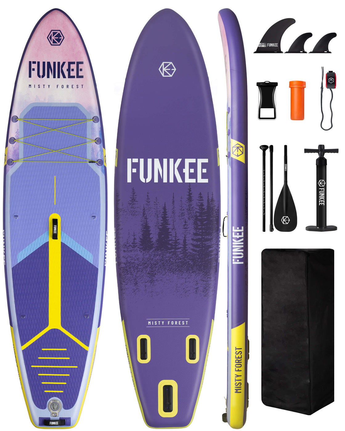 FUNKEE 11’x34” Inflatable SUP Board Set Wide Stable Paddle Board for Adults Youth