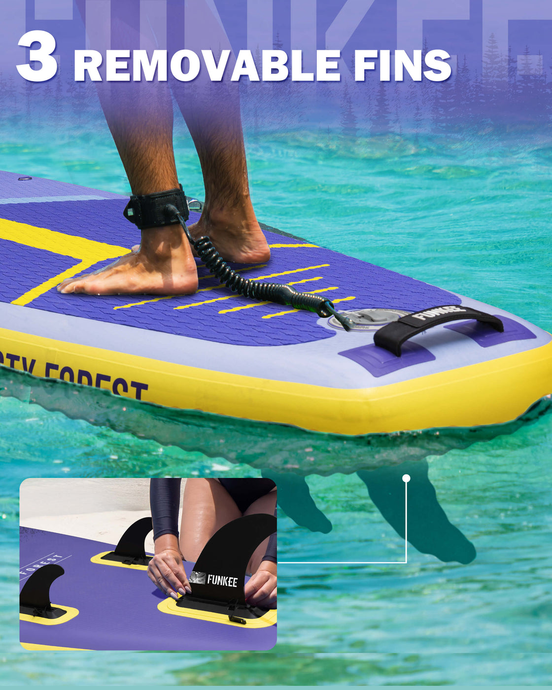 FUNKEE 11’x34” Inflatable SUP Board Set Wide Stable Paddle Board for Adults Youth