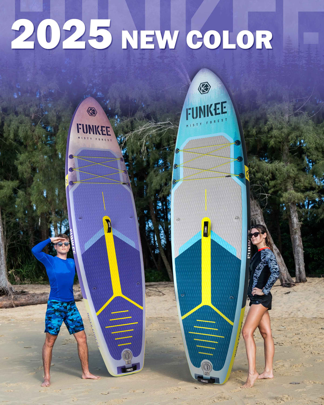 FUNKEE 11’x34” Inflatable SUP Board Set Wide Stable Paddle Board for Adults Youth