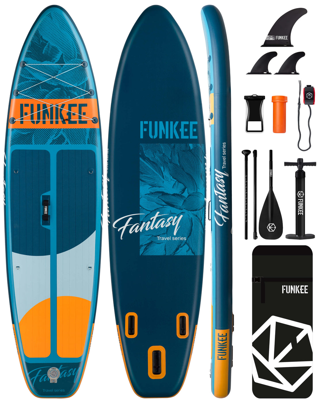 FUNKEE 11ft Extra Wide iSUP Board Stable 11’x34” SUP Set with Accessories for Surfing Yoga