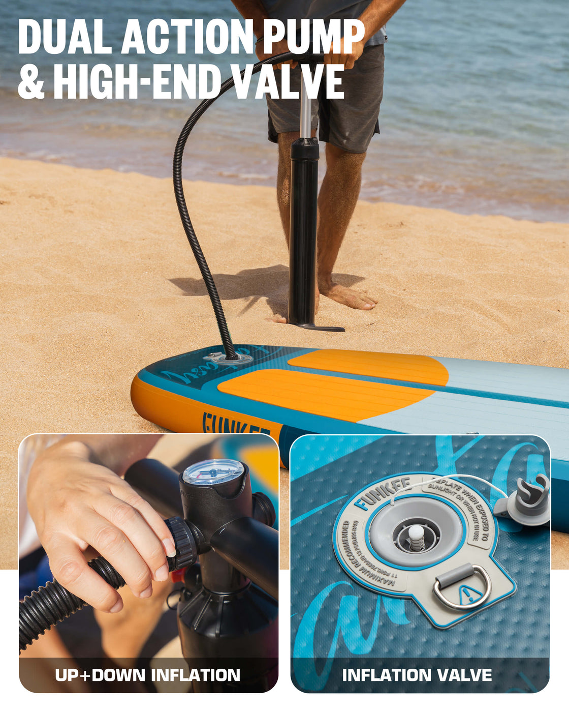 FUNKEE 11ft Extra Wide iSUP Board Stable 11’x34” SUP Set with Accessories for Surfing Yoga