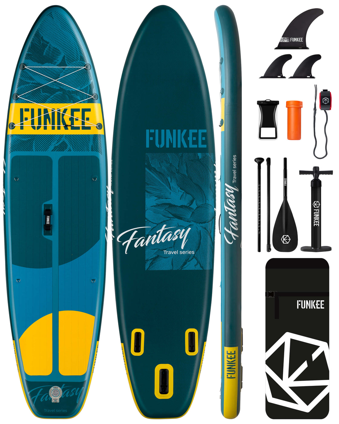 FUNKEE 11ft Extra Wide iSUP Board Stable 11’x34” SUP Set with Accessories for Surfing Yoga