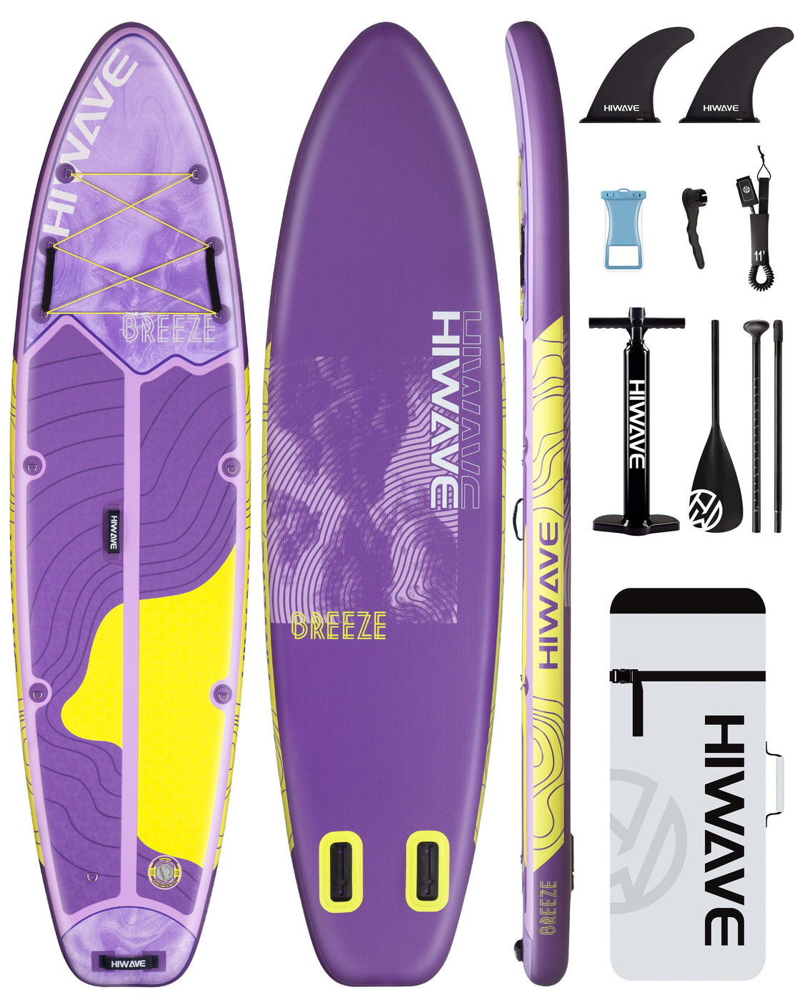 Hiwave 11’x34”x6” Inflatable SUP Board – Pet Friendly Paddle Board for Ocean & Lake