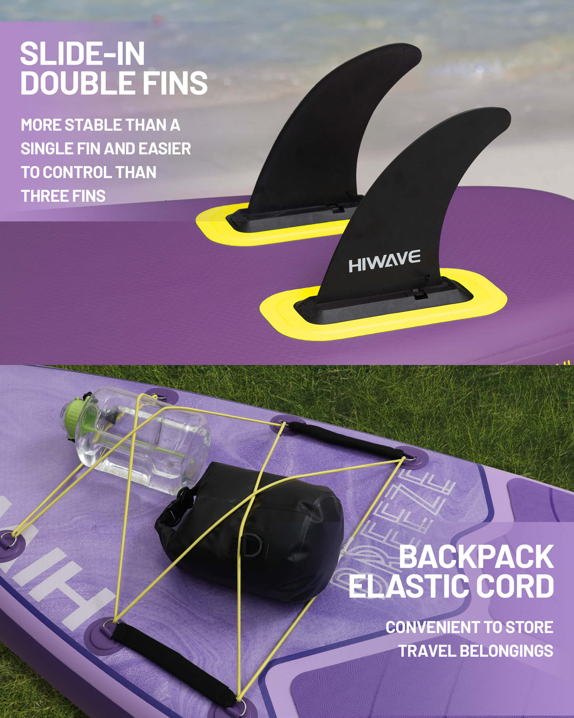 Hiwave 11’x34”x6” Inflatable SUP Board – Pet Friendly Paddle Board for Ocean & Lake