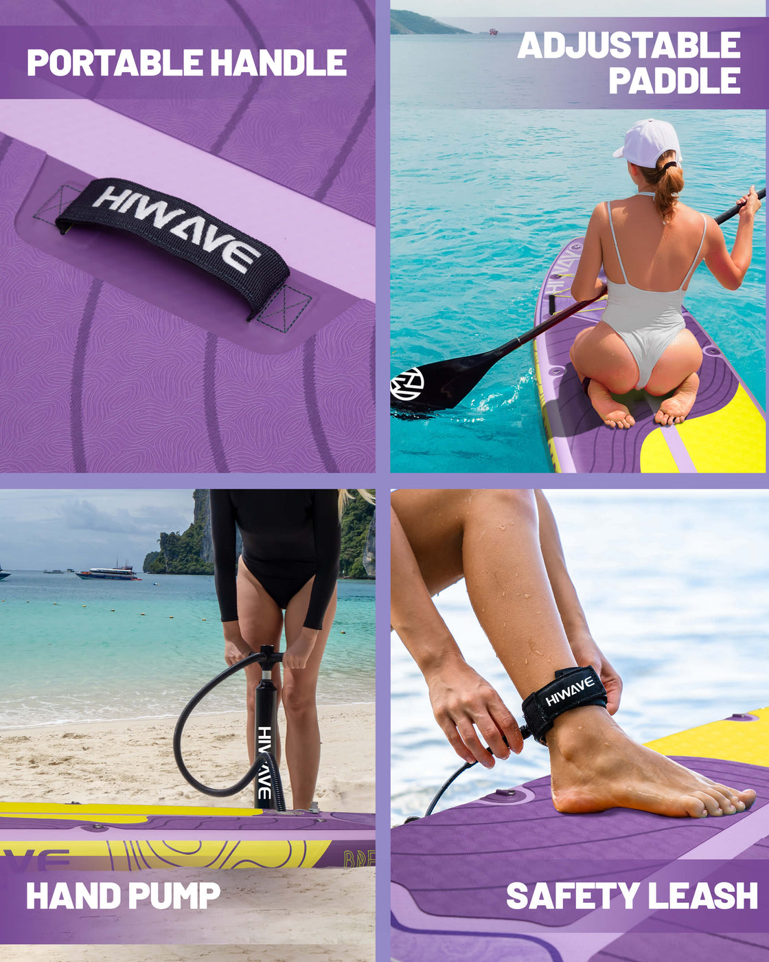 Hiwave 11’x34”x6” Inflatable SUP Board – Pet Friendly Paddle Board for Ocean & Lake