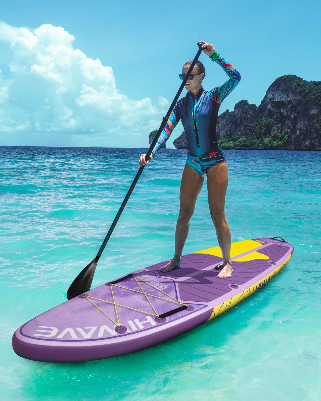 Hiwave 11’x34”x6” Inflatable SUP Board – Pet Friendly Paddle Board for Ocean & Lake