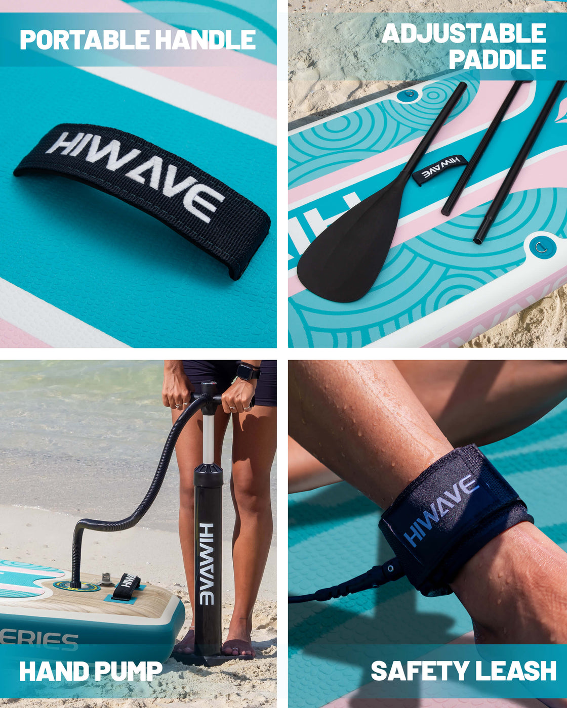 Hiwave 11’x34”x6” Inflatable SUP Board – Extra Wide 420lb Paddle Board for Adults