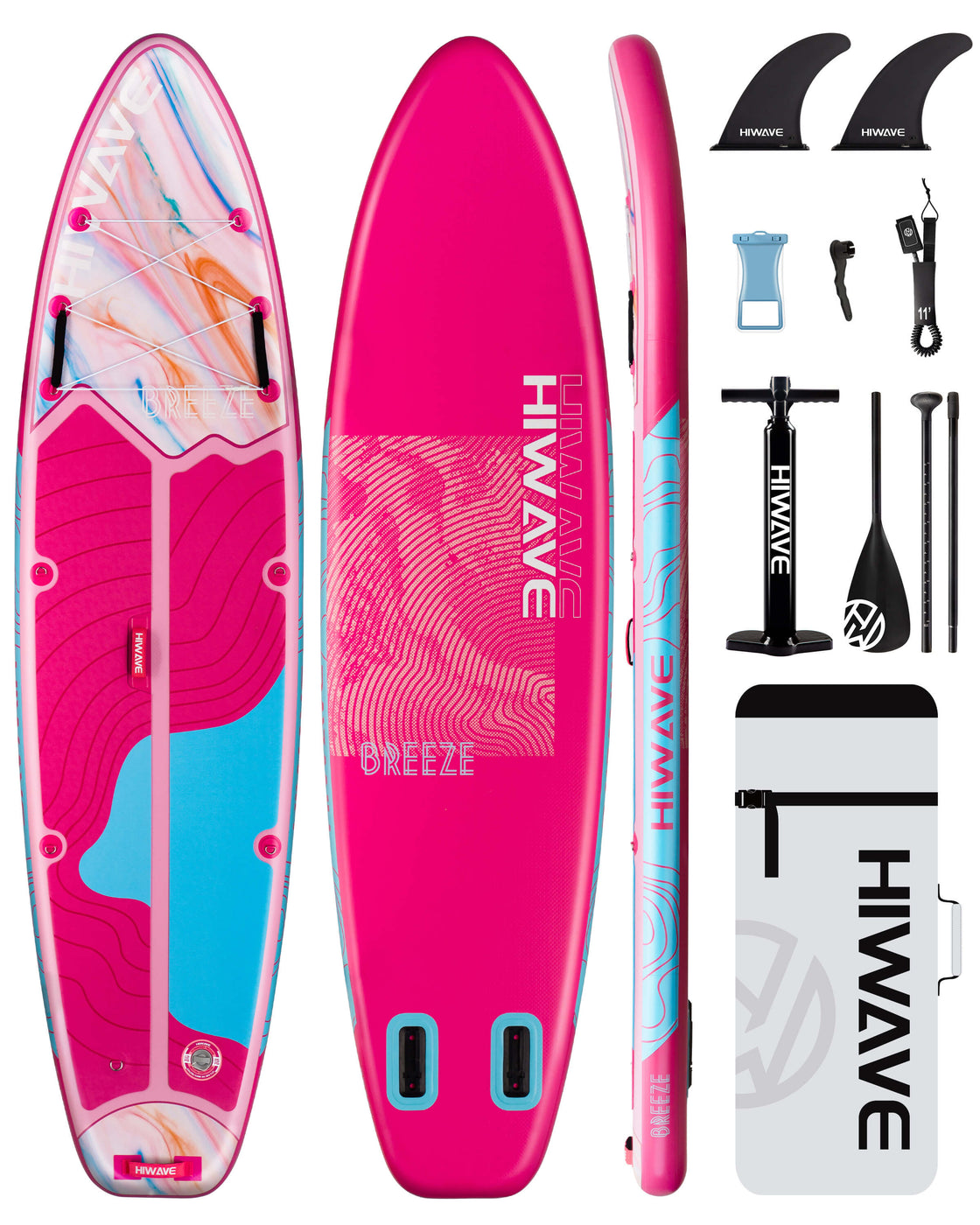 Hiwave 11’x34”x6” Inflatable SUP Board – Pet Friendly Paddle Board for Ocean & Lake
