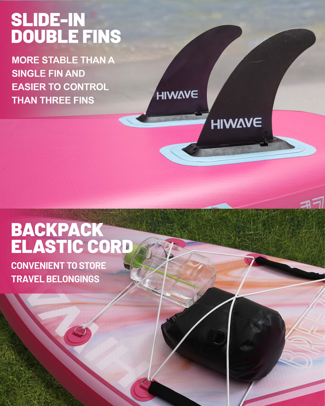 Hiwave 11’x34”x6” Inflatable SUP Board – Pet Friendly Paddle Board for Ocean & Lake