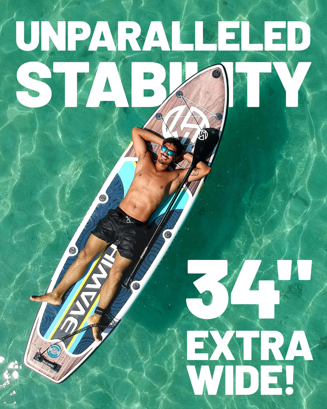 Hiwave 11’x34”x6” Inflatable Stand Up Paddle Board – 420lbs Capacity SUP with Hand Pump