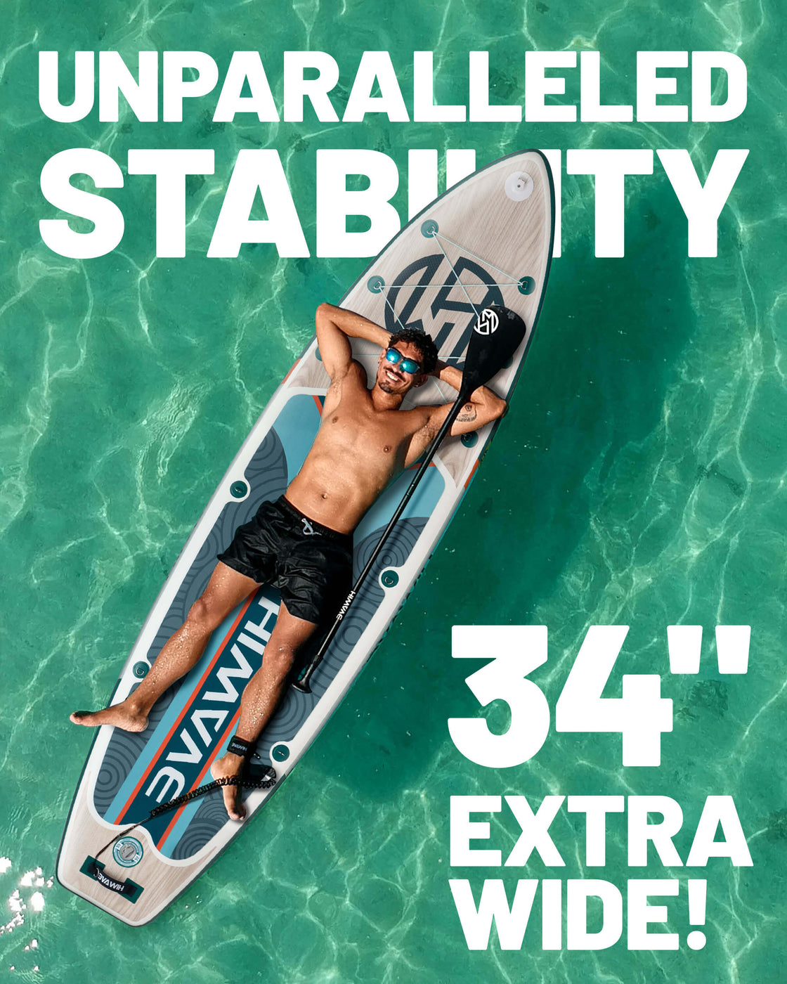Hiwave 11’x34”x6” Inflatable Stand Up Paddle Board – 420lbs Capacity SUP with Hand Pump
