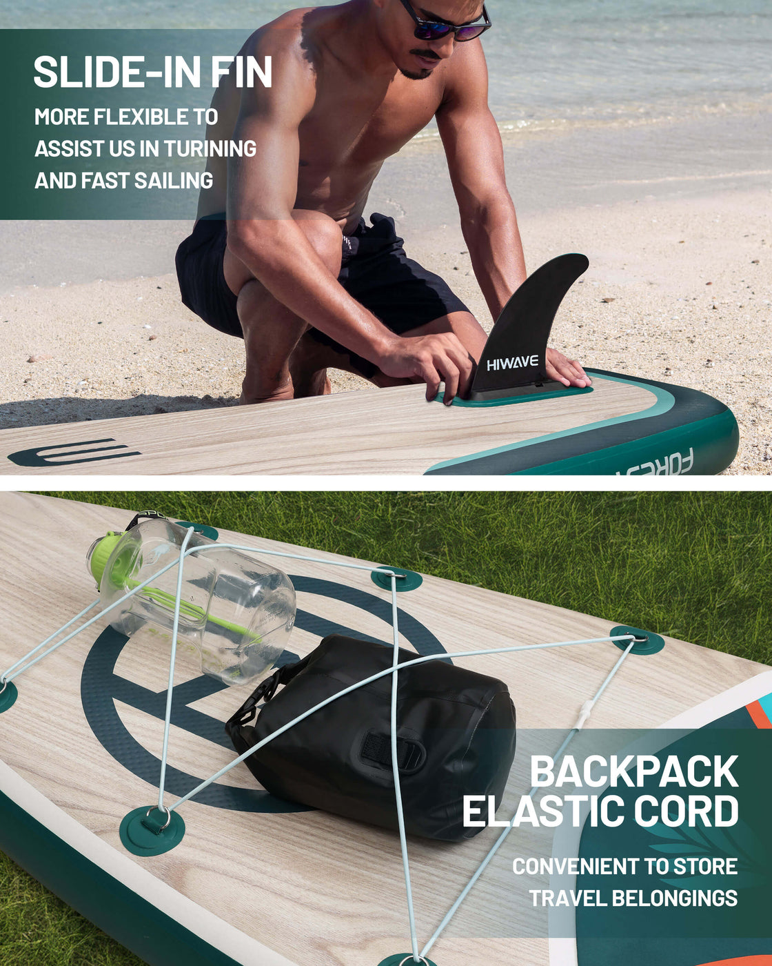 Hiwave 11’x34”x6” Inflatable Stand Up Paddle Board – 420lbs Capacity SUP with Hand Pump