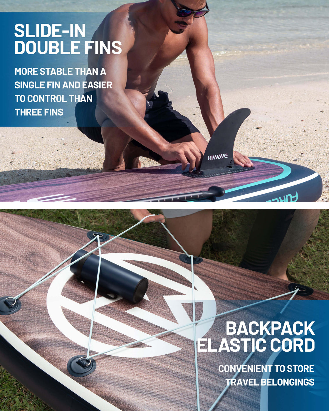 Hiwave 11’x34”x6” Inflatable Stand Up Paddle Board – 420lbs Capacity SUP with Hand Pump