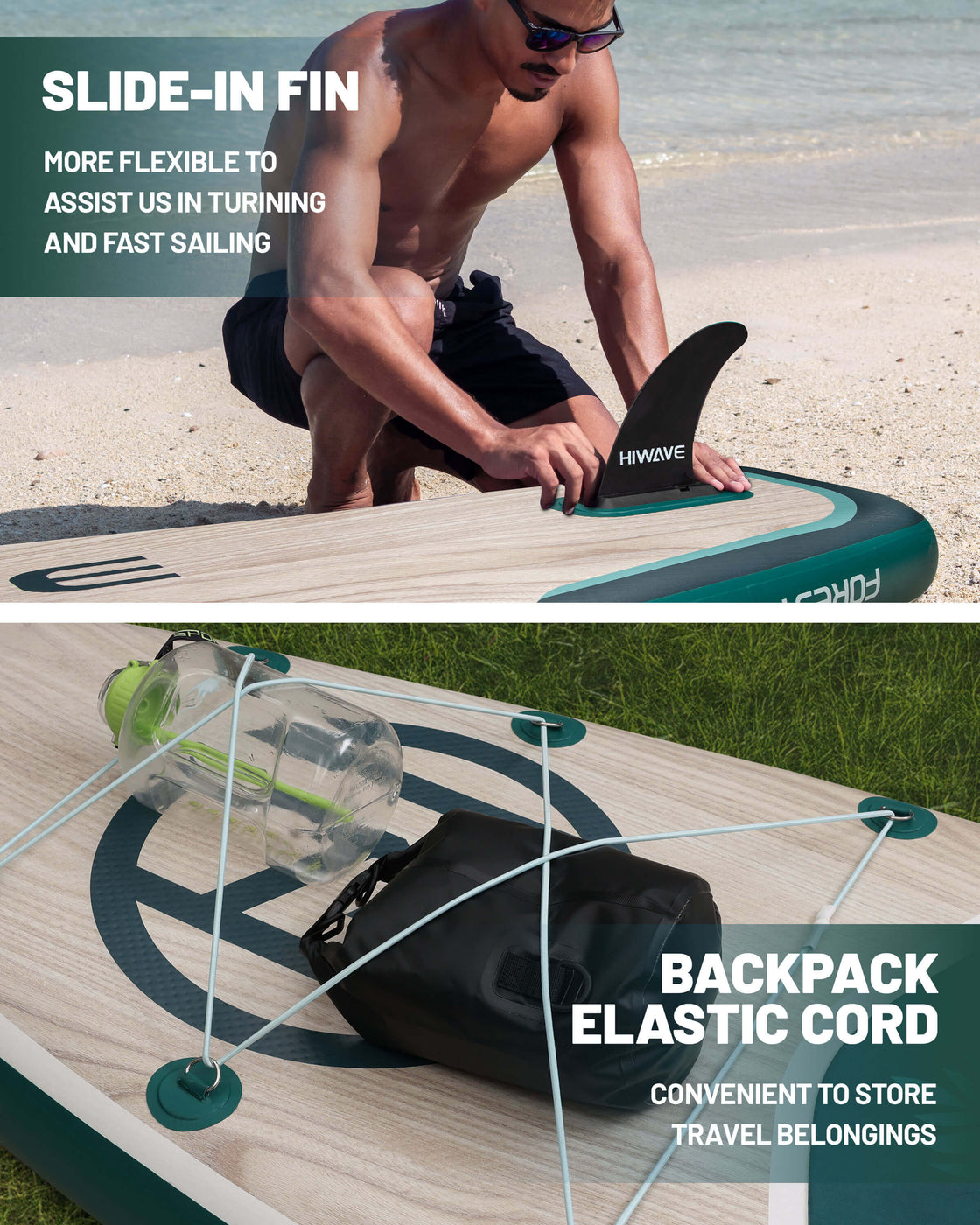 Hiwave 11’x34”x6” Inflatable Stand Up Paddle Board – 420lbs Capacity SUP with Hand Pump