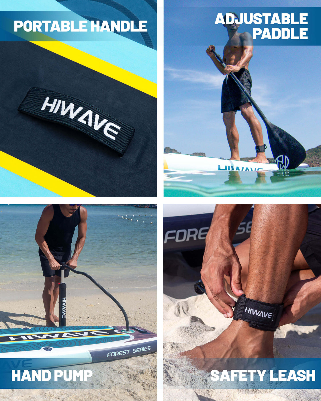 Hiwave 11’x34”x6” Inflatable Stand Up Paddle Board – 420lbs Capacity SUP with Hand Pump