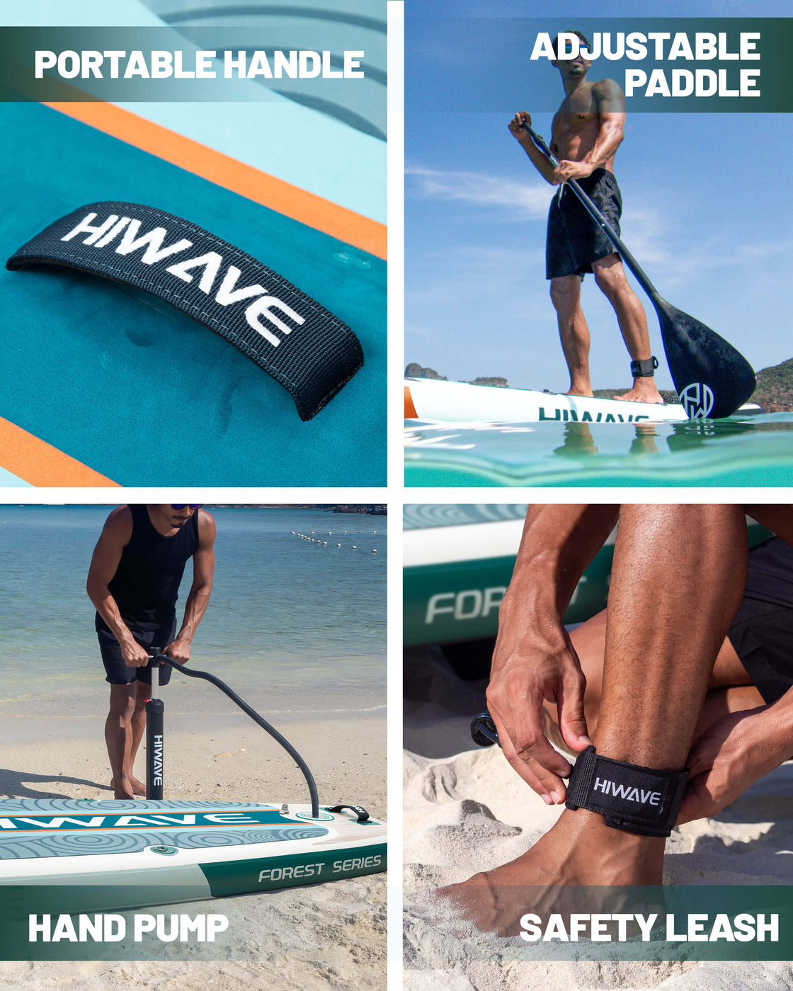 Hiwave 11’x34”x6” Inflatable Stand Up Paddle Board – 420lbs Capacity SUP with Hand Pump