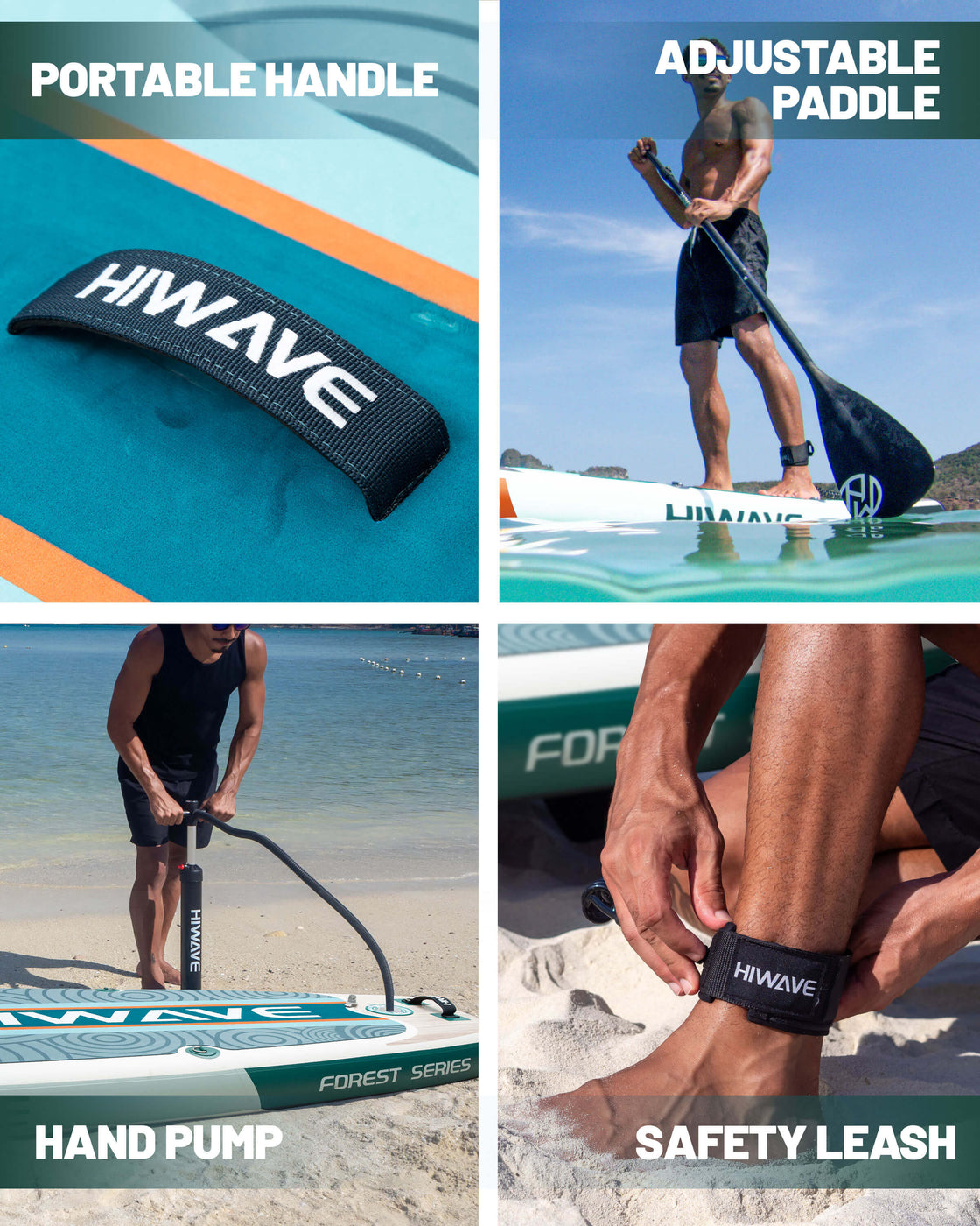 Hiwave 11’x34”x6” Inflatable Stand Up Paddle Board – 420lbs Capacity SUP with Hand Pump