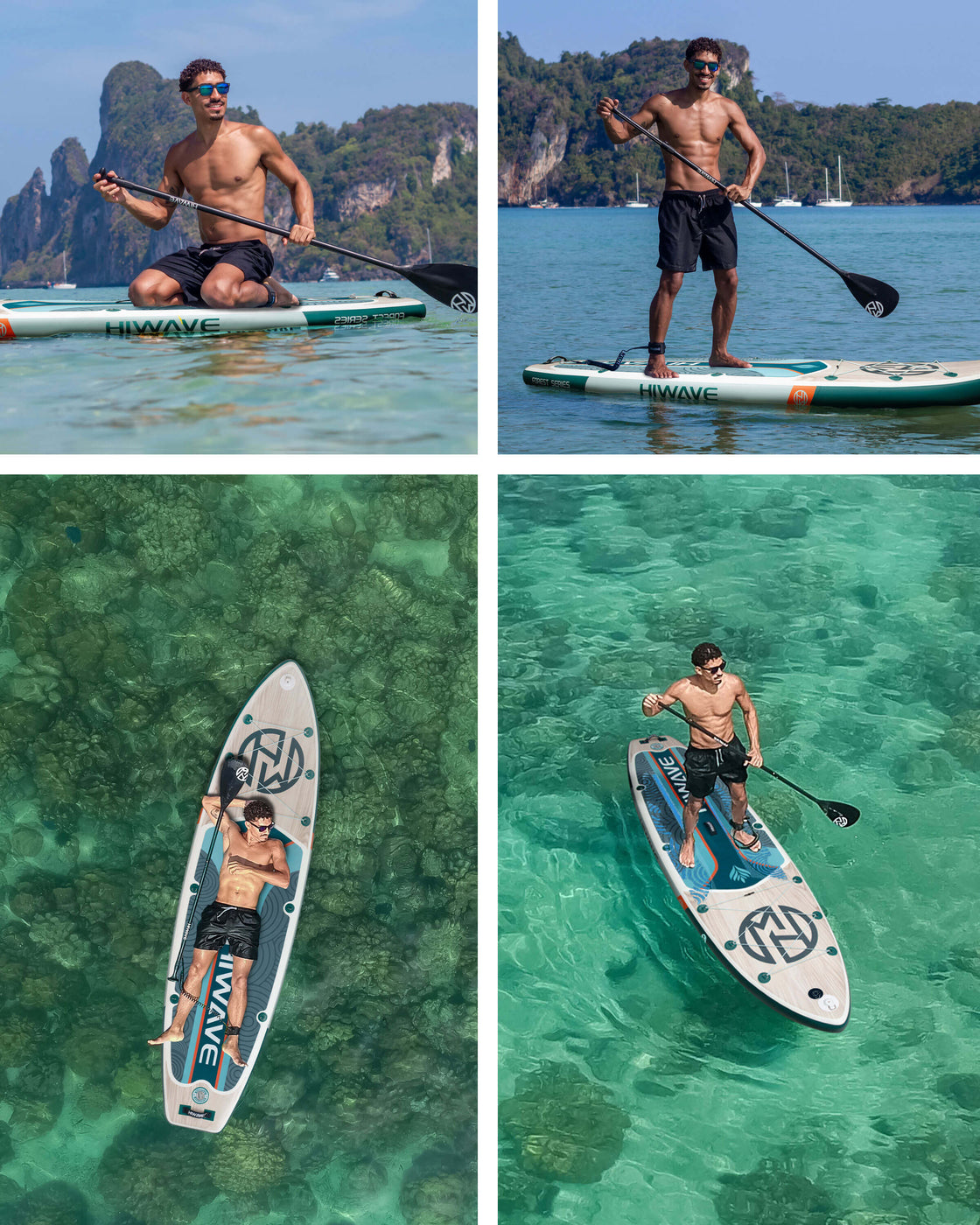 Hiwave 11’x34”x6” Inflatable Stand Up Paddle Board – 420lbs Capacity SUP with Hand Pump