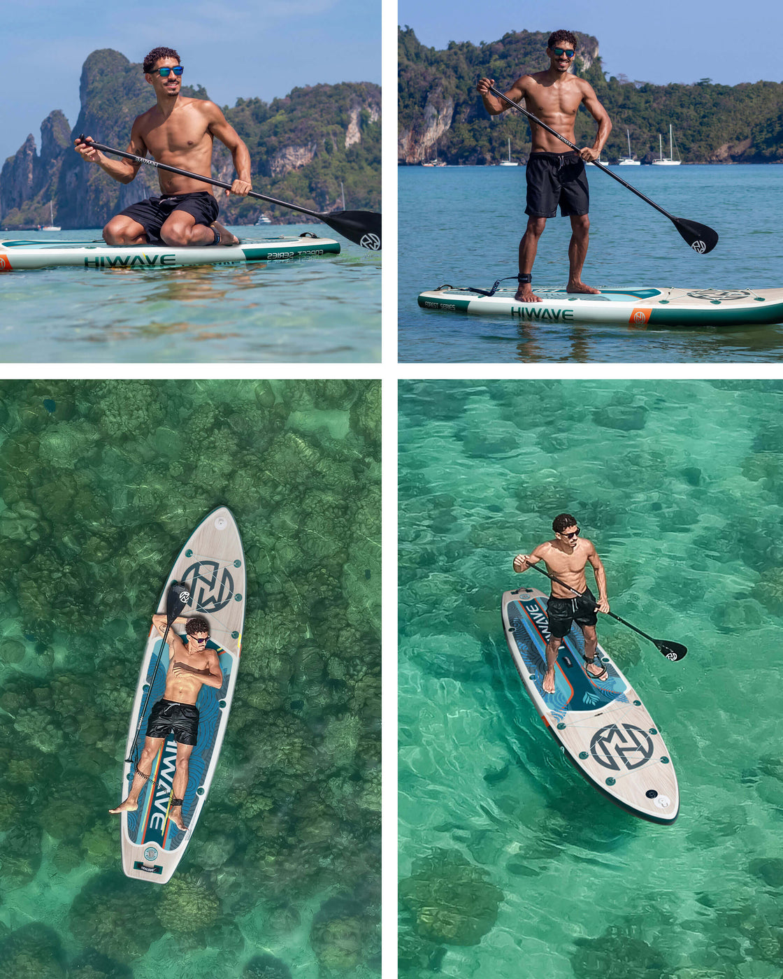 Hiwave 11’x34”x6” Inflatable Stand Up Paddle Board – 420lbs Capacity SUP with Hand Pump
