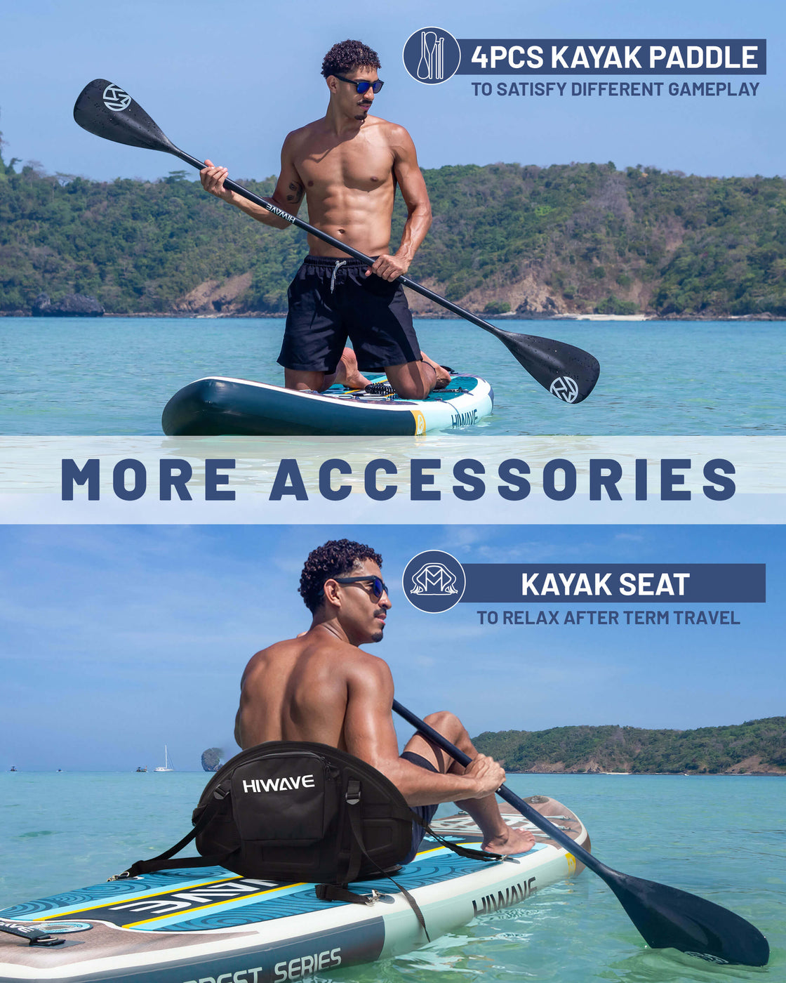 Hiwave 11’x34”x6” Inflatable Stand Up Paddle Board – 420lbs Capacity SUP with Hand Pump