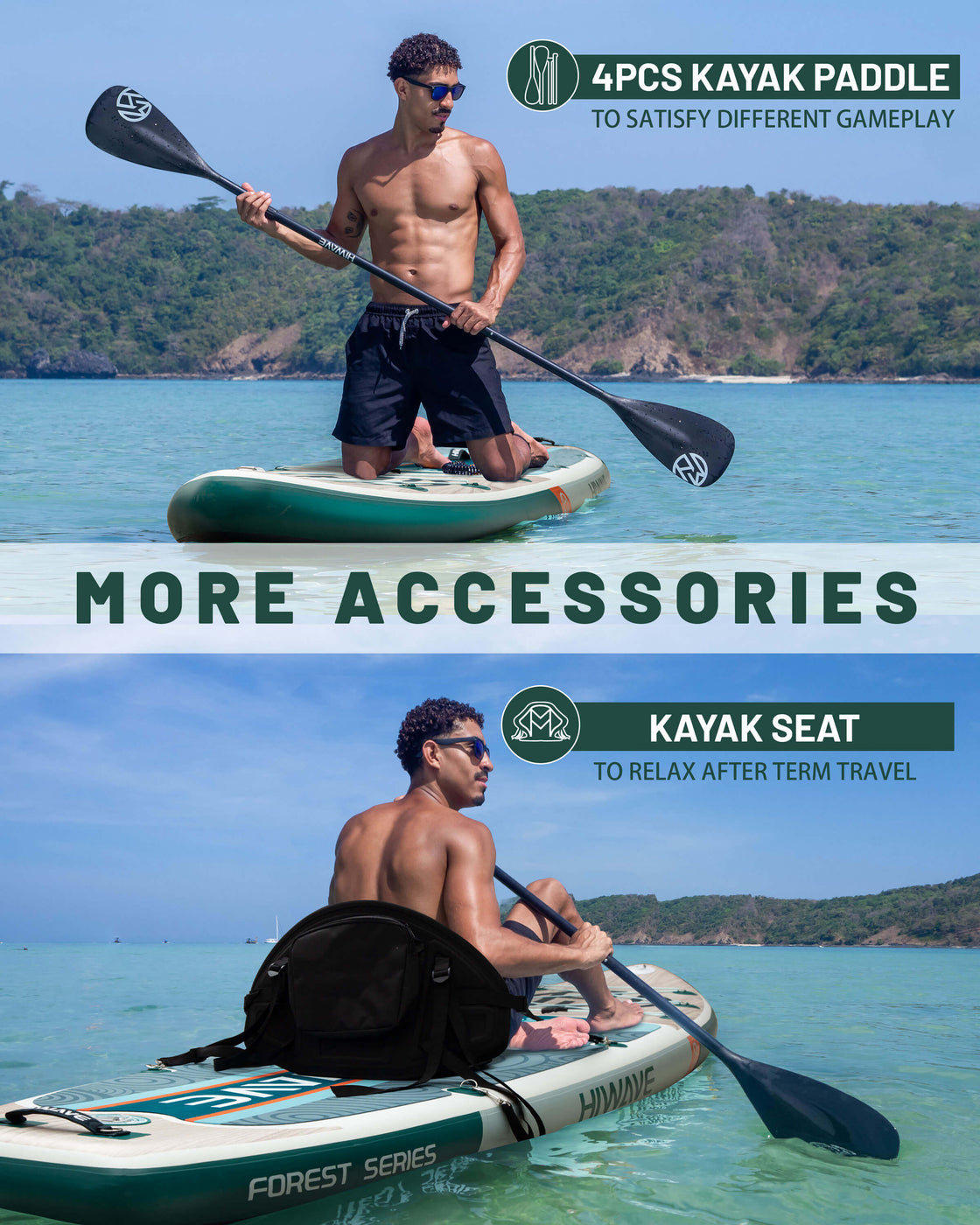 Hiwave 11’x34”x6” Inflatable Stand Up Paddle Board – 420lbs Capacity SUP with Hand Pump