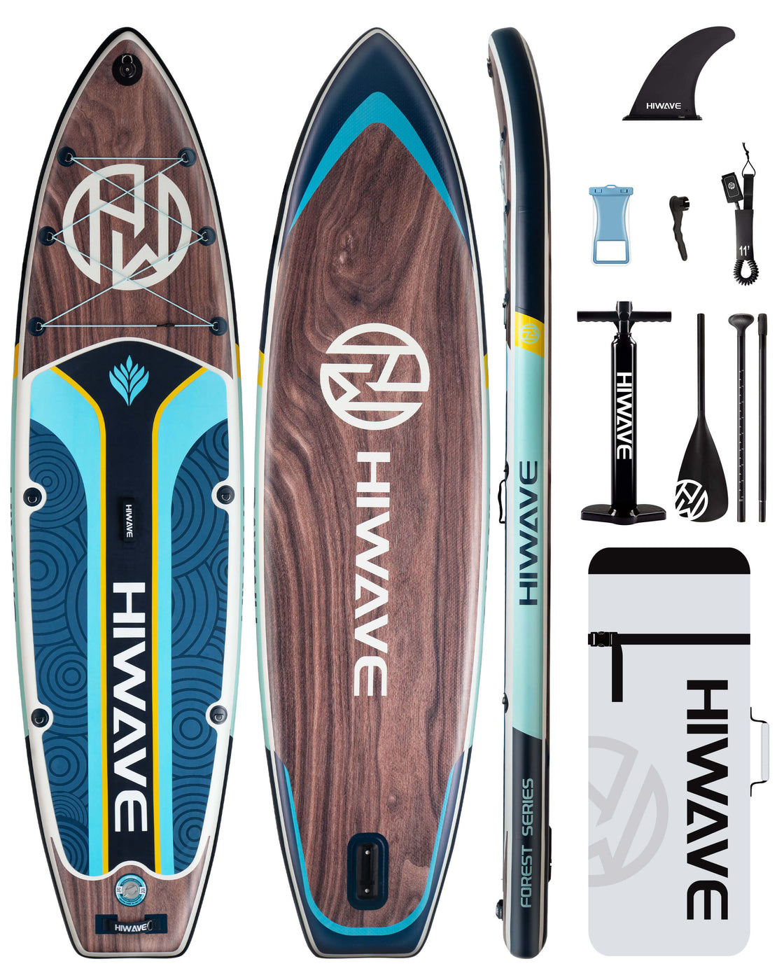 Hiwave 11’x34”x6” Inflatable Stand Up Paddle Board – 420lbs Capacity SUP with Hand Pump