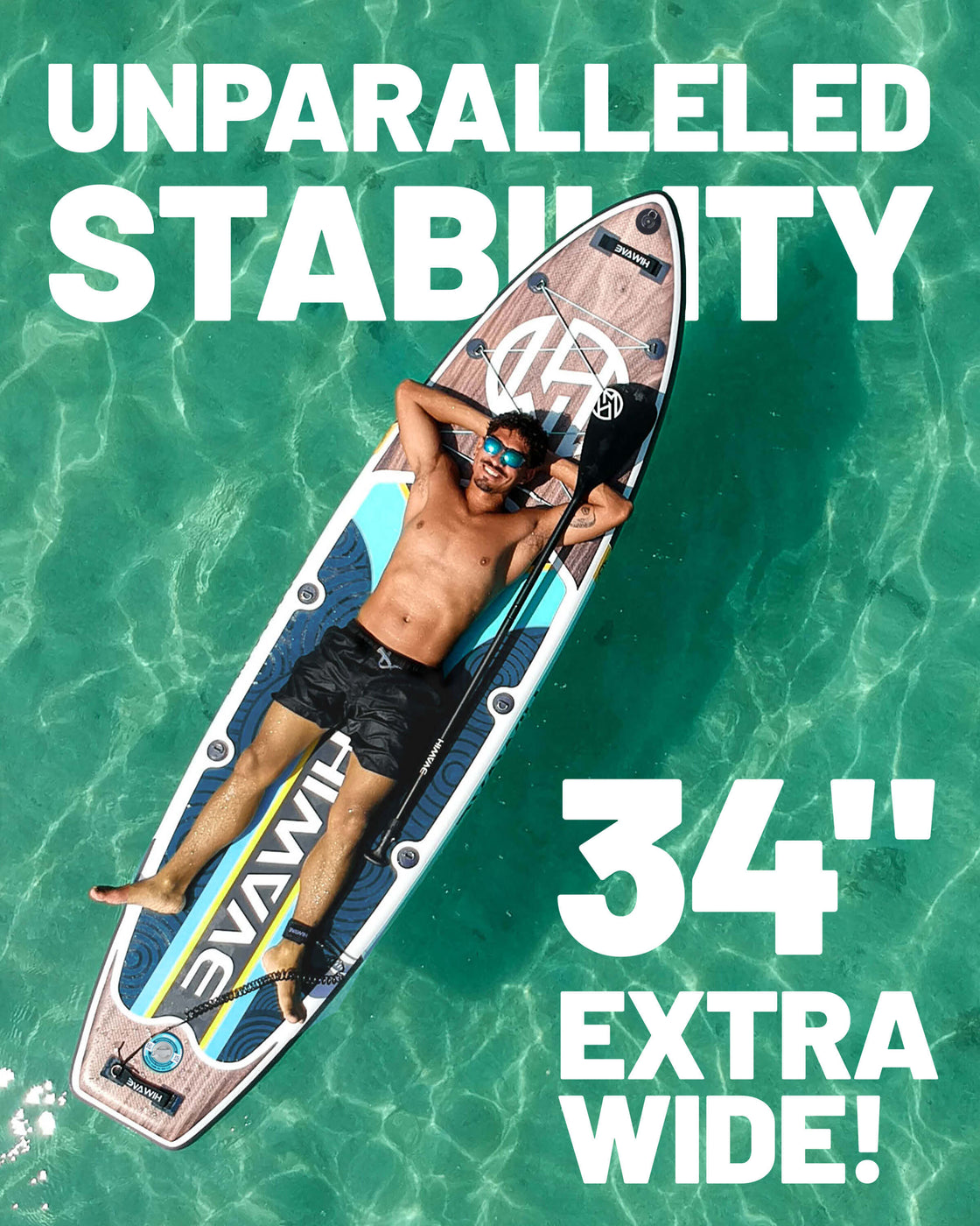 Hiwave 11’x34”x6” Inflatable Stand Up Paddle Board – 420lbs Capacity SUP with Hand Pump