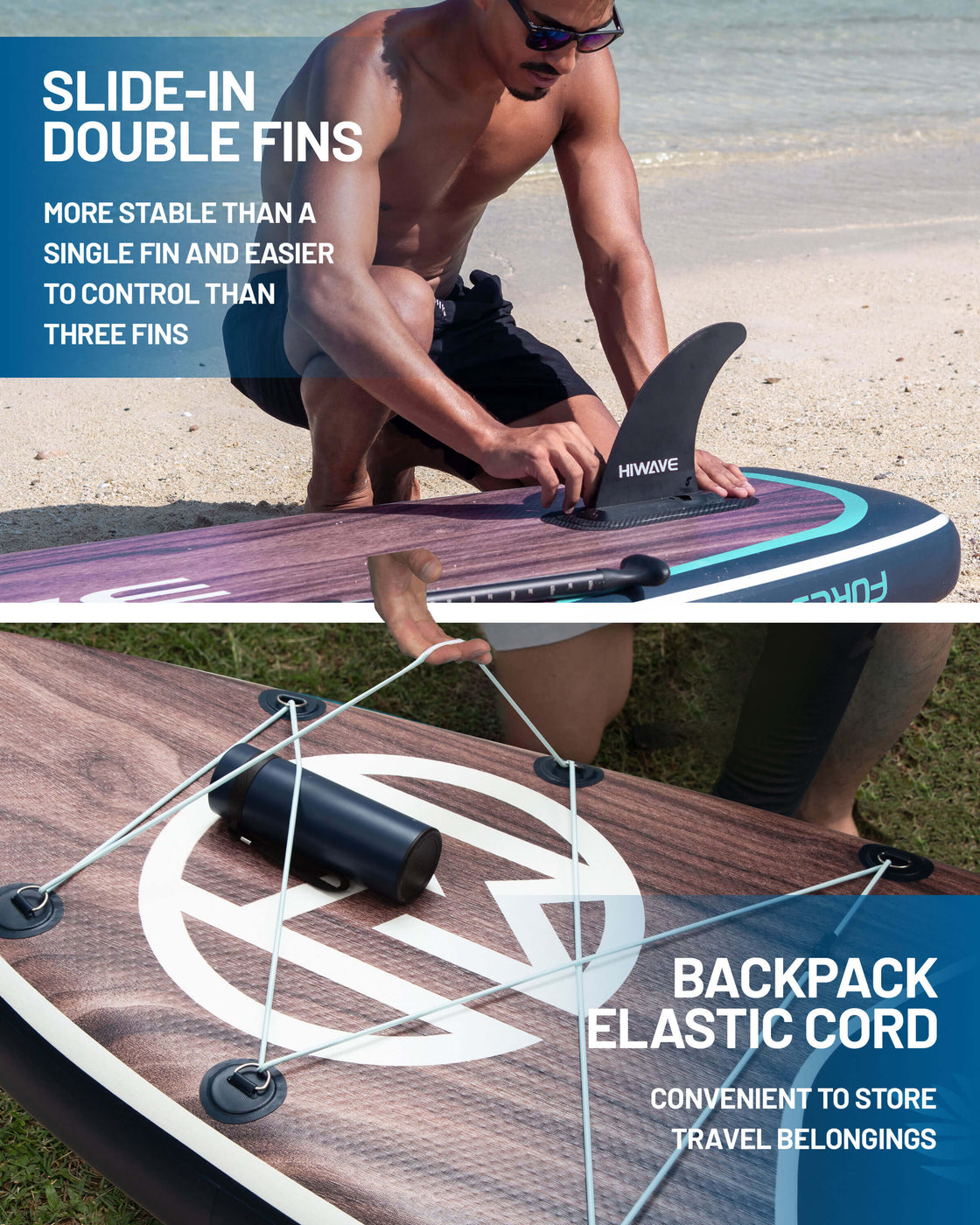 Hiwave 11’x34”x6” Inflatable Stand Up Paddle Board – 420lbs Capacity SUP with Hand Pump