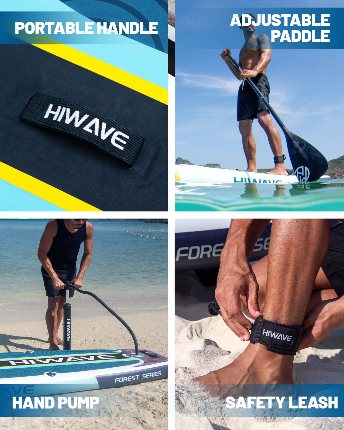 Hiwave 11’x34”x6” Inflatable Stand Up Paddle Board – 420lbs Capacity SUP with Hand Pump
