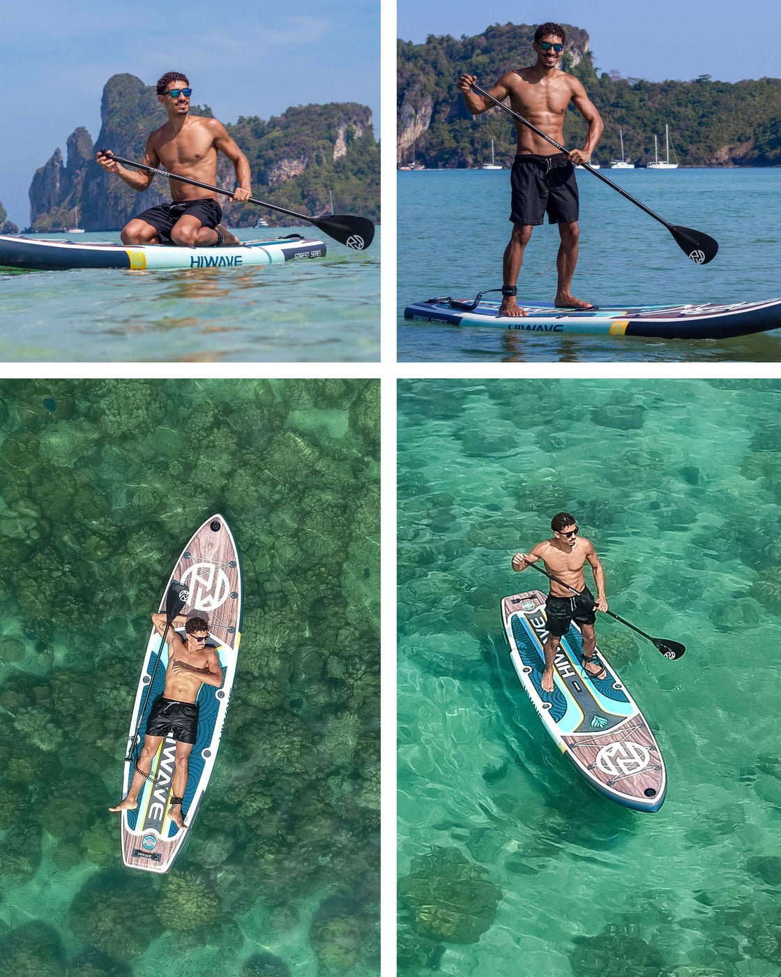 Hiwave 11’x34”x6” Inflatable Stand Up Paddle Board – 420lbs Capacity SUP with Hand Pump