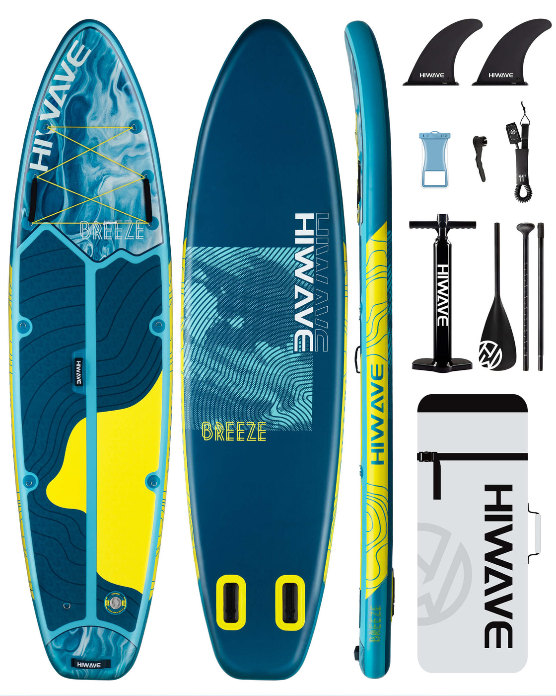 Hiwave 11’x34”x6” Inflatable SUP Board – Pet Friendly Paddle Board for Ocean & Lake