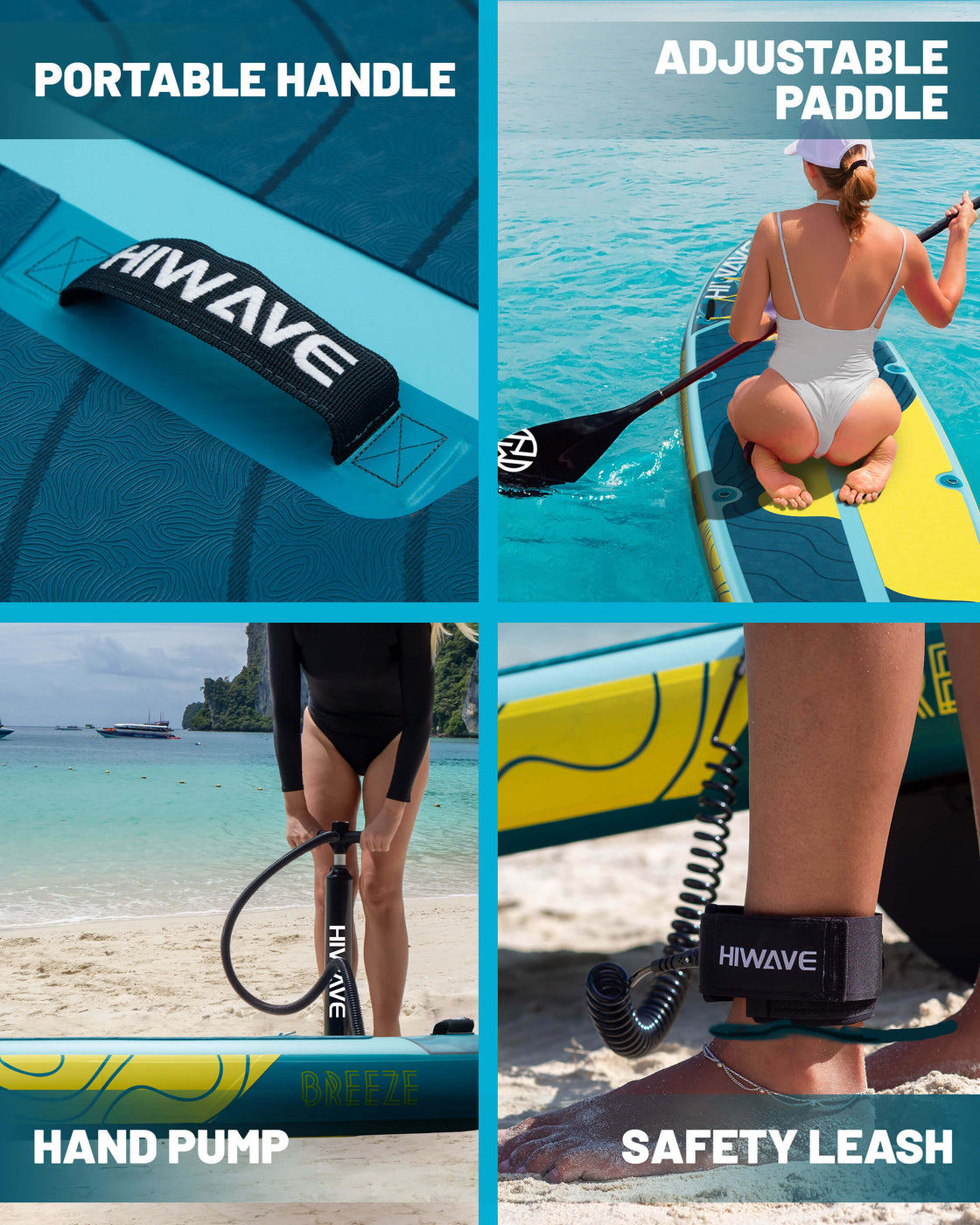 Hiwave 11’x34”x6” Inflatable SUP Board – Pet Friendly Paddle Board for Ocean & Lake