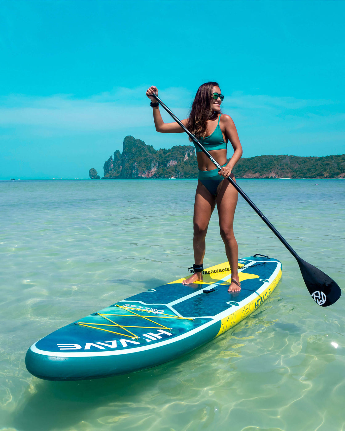 Hiwave 11’x34”x6” Inflatable SUP Board – Pet Friendly Paddle Board for Ocean & Lake