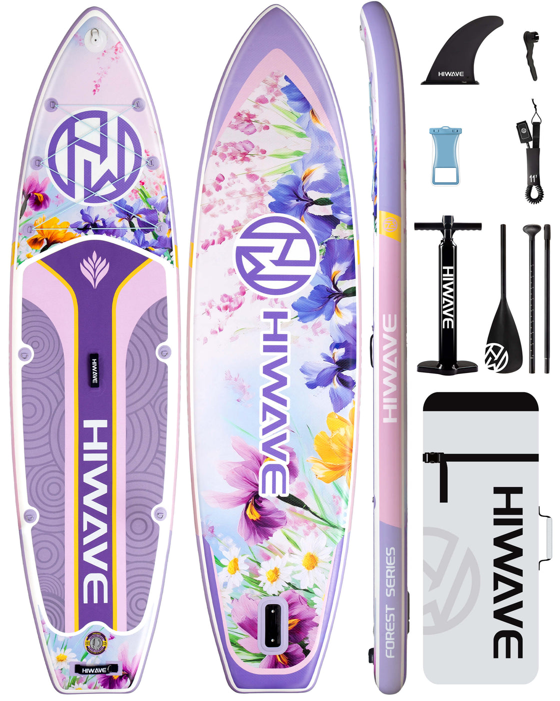 Hiwave 11’x34”x6” Inflatable SUP Board – Extra Wide 420lb Paddle Board for Adults
