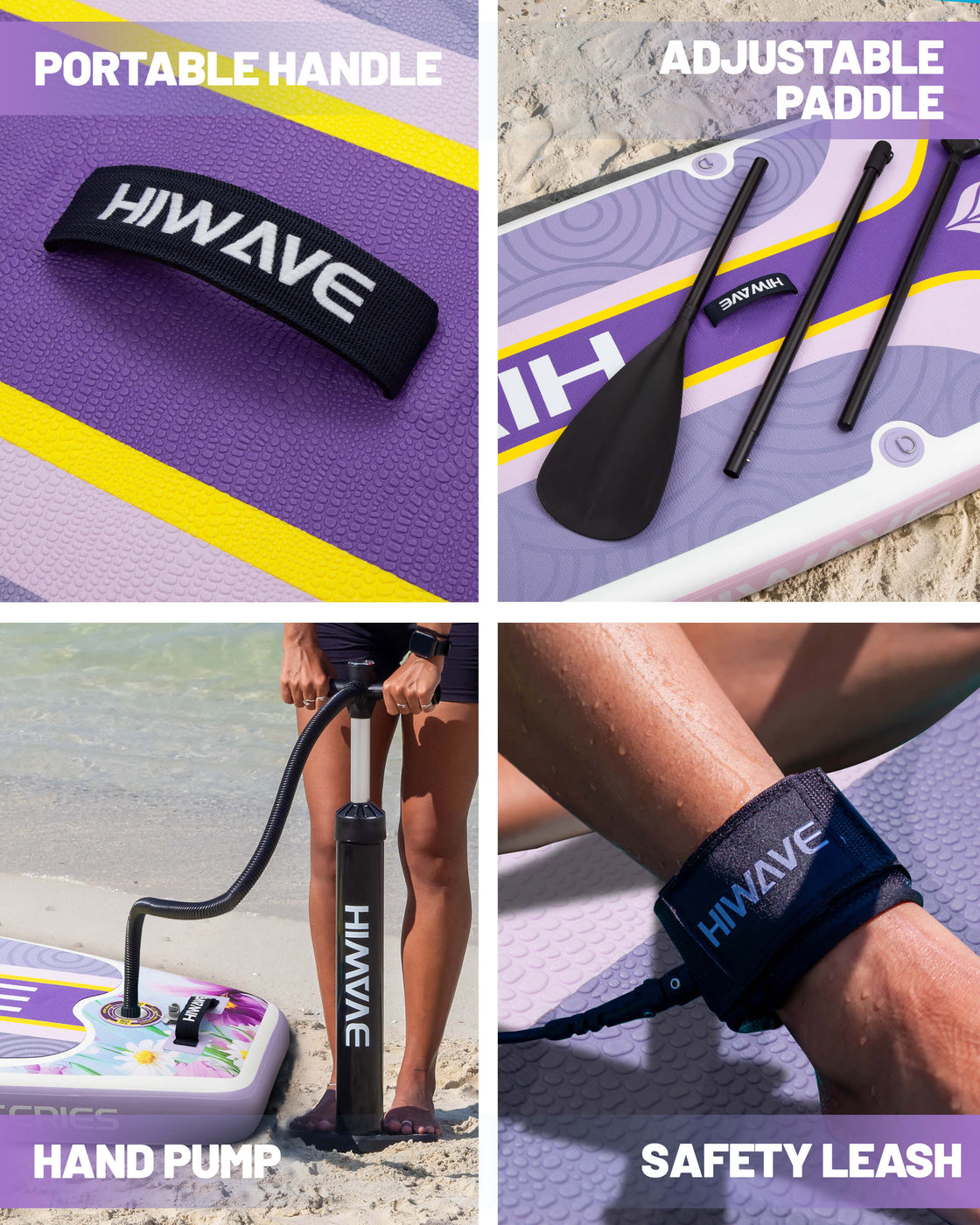 Hiwave 11’x34”x6” Inflatable SUP Board – Extra Wide 420lb Paddle Board for Adults