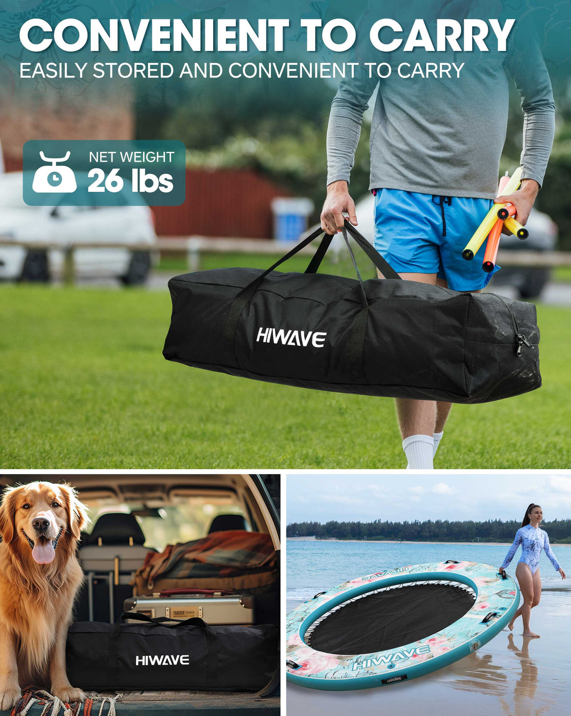Hiwave Inflatable Water Hammock Float Round Inflatable Dock Platform