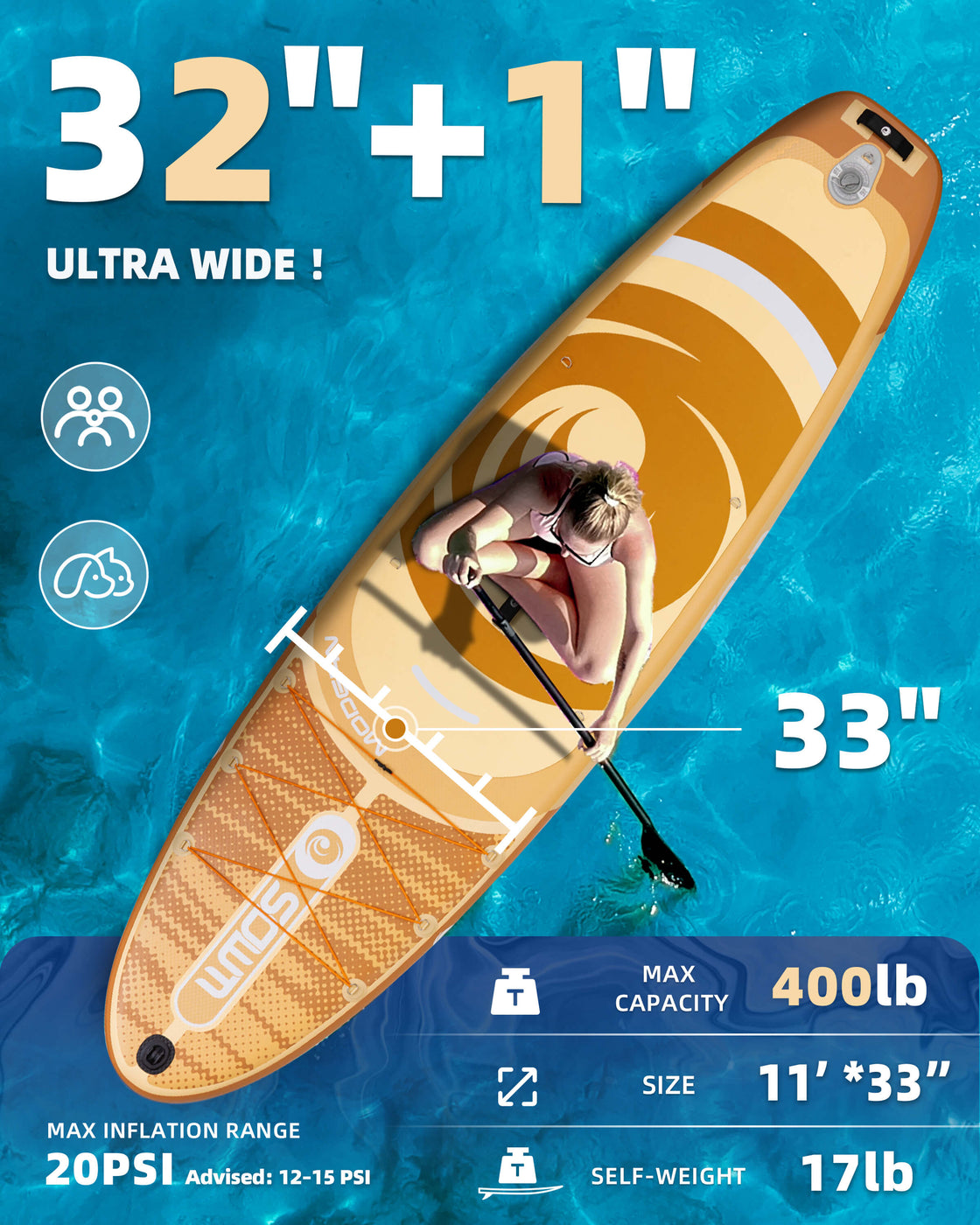 SOWM 10.6ft Inflatable Stand Up Paddle Board 10’6"x33" SUP for Adults Youth