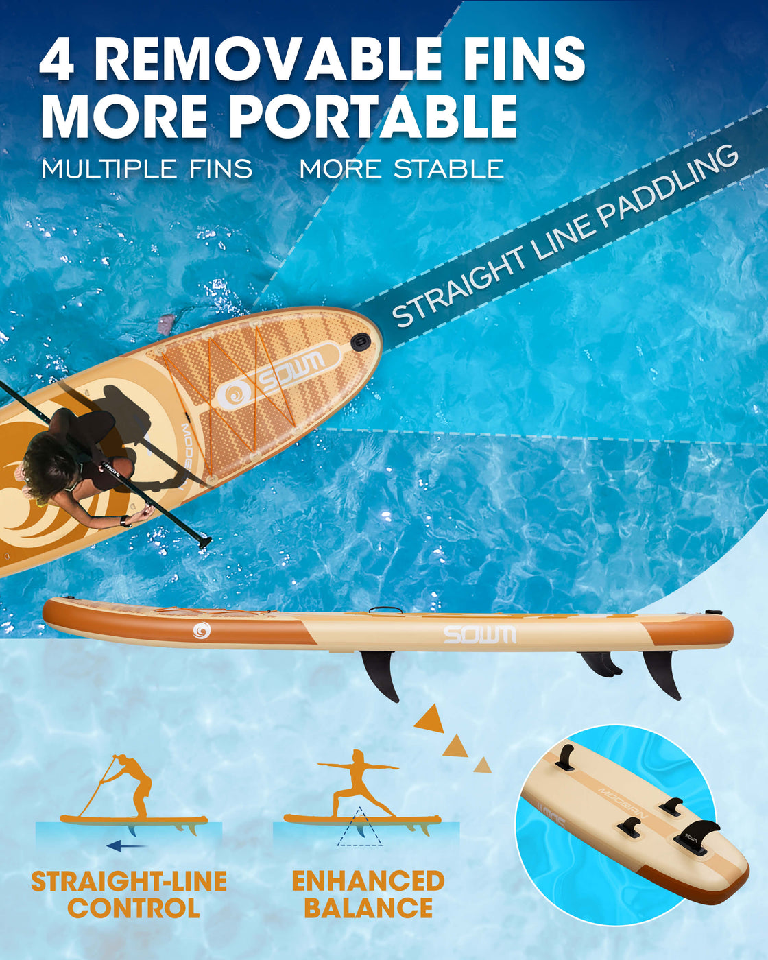 SOWM 10.6ft Inflatable Stand Up Paddle Board 10’6"x33" SUP for Adults Youth