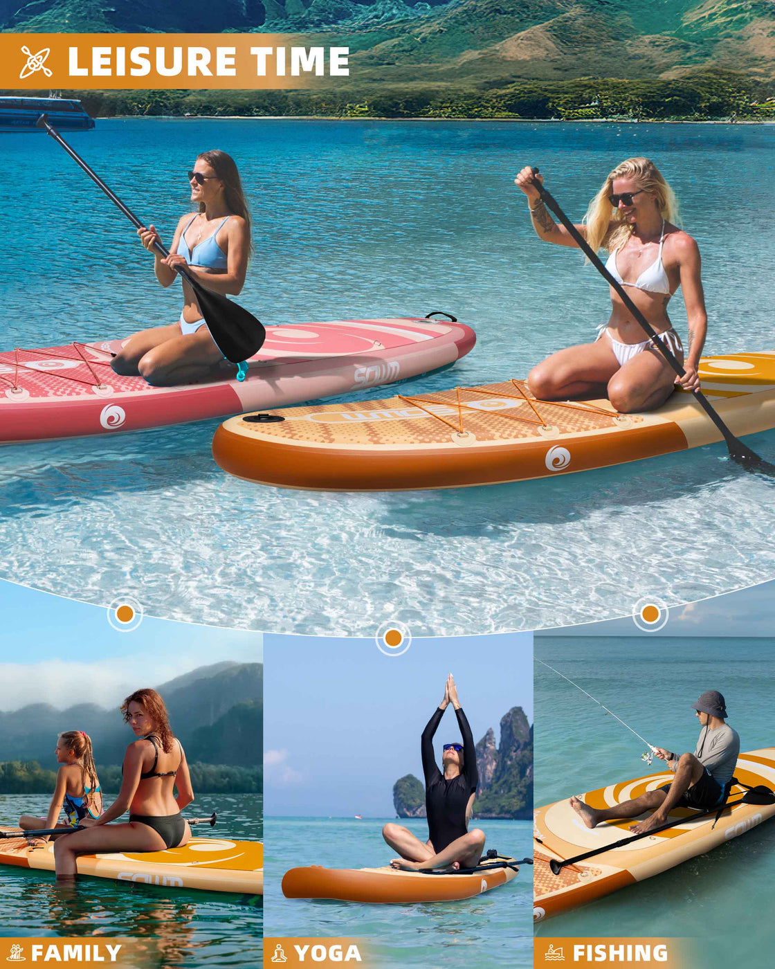 SOWM 10.6ft Inflatable Stand Up Paddle Board 10’6"x33" SUP for Adults Youth