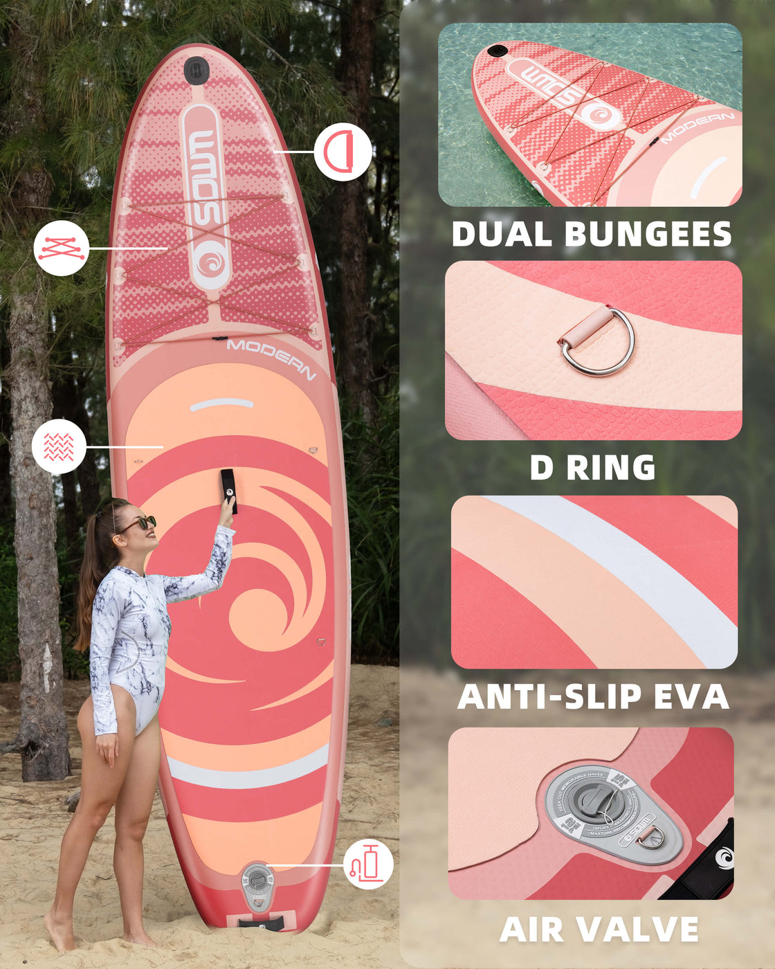 SOWM 10.6ft Inflatable Stand Up Paddle Board 10’6"x33" SUP for Adults Youth