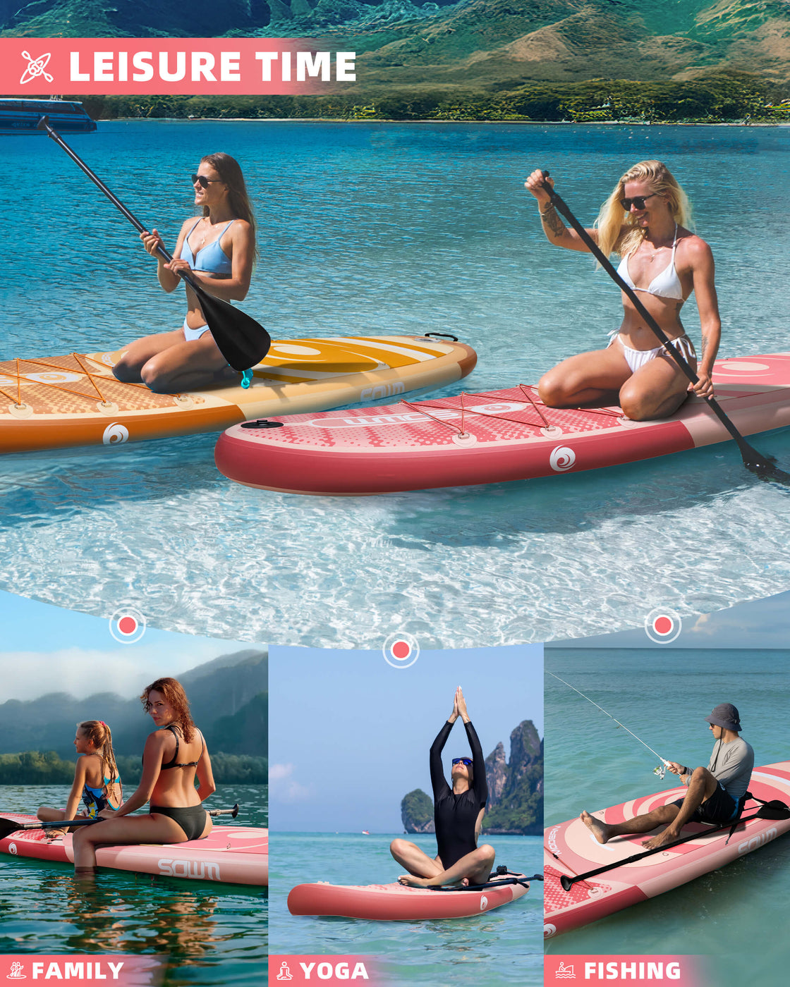 SOWM 10.6ft Inflatable Stand Up Paddle Board 10’6"x33" SUP for Adults Youth