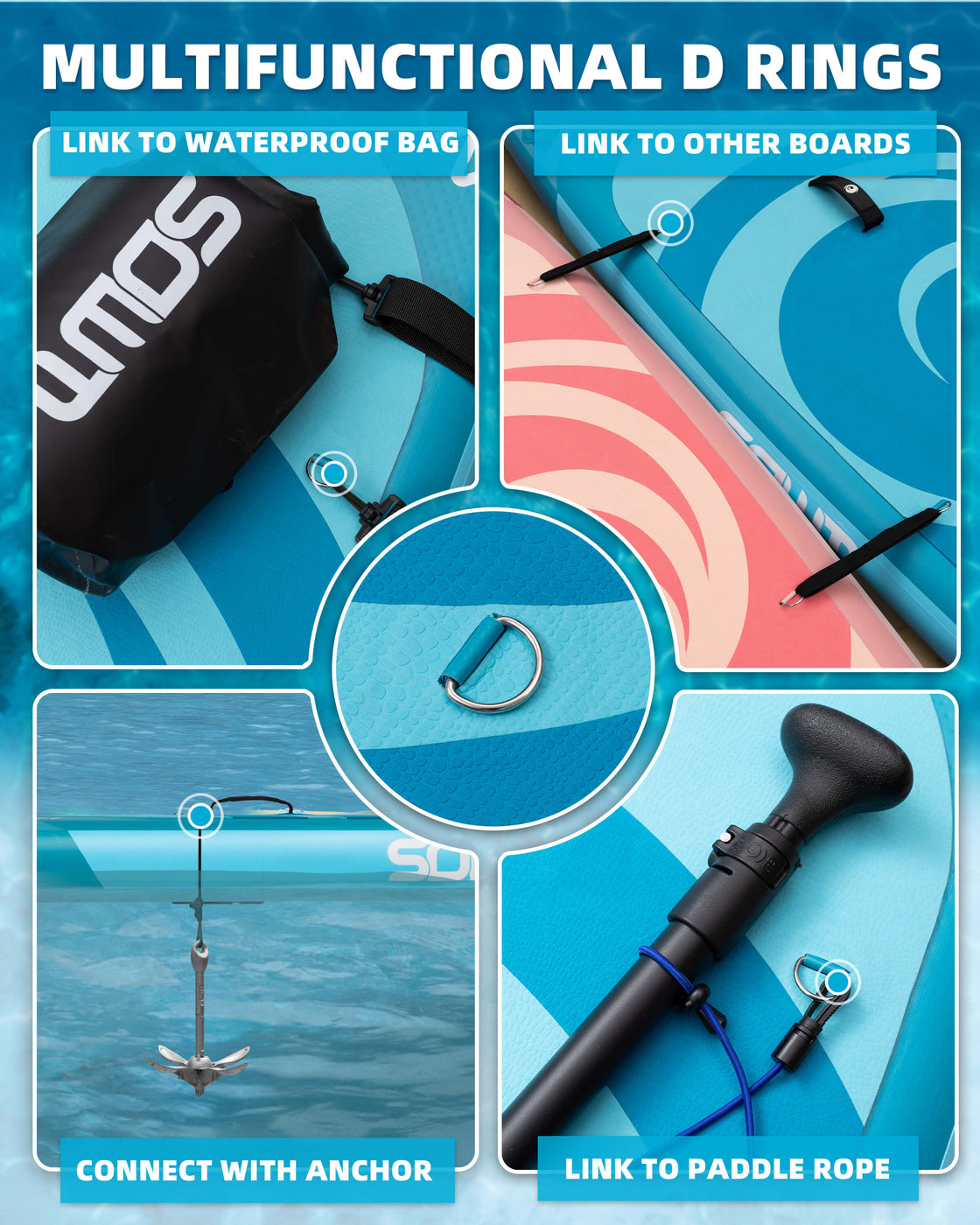 SOWM 10.6ft Inflatable Stand Up Paddle Board 10’6"x33" SUP for Adults Youth