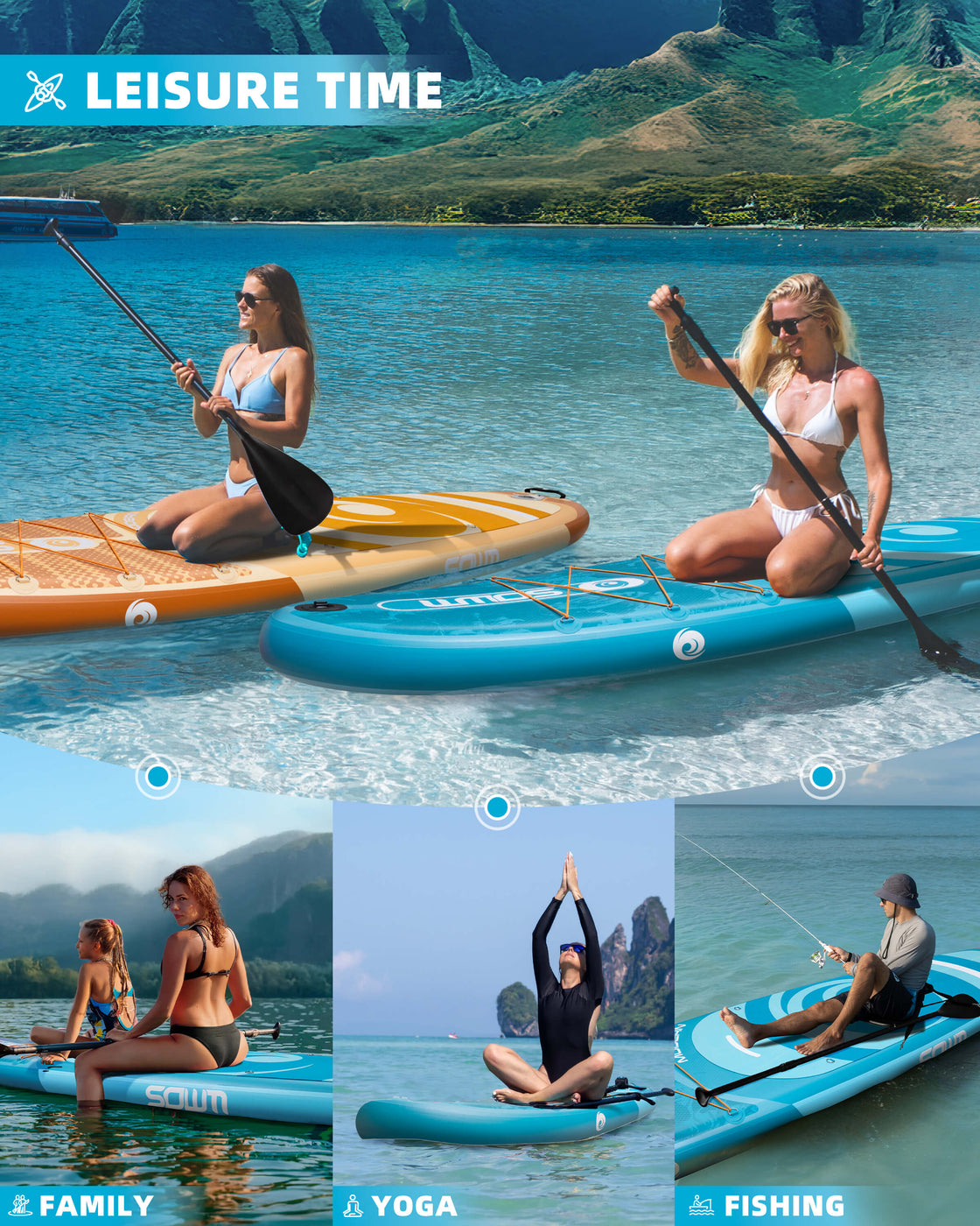 SOWM 10.6ft Inflatable Stand Up Paddle Board 10’6"x33" SUP for Adults Youth