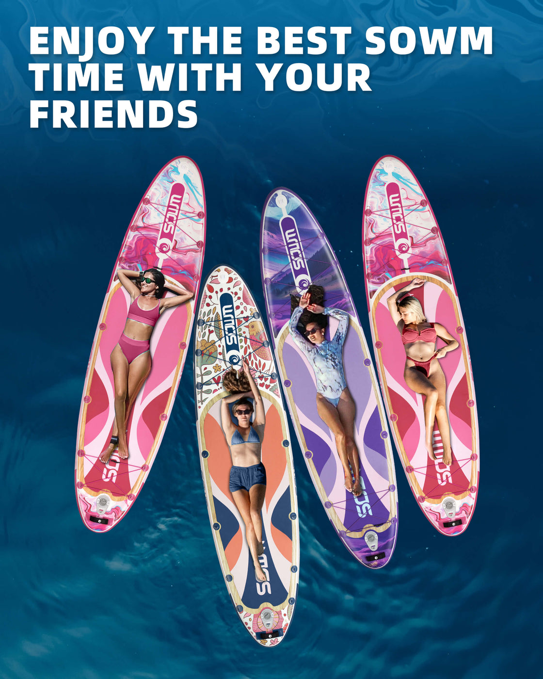 SOWM Inflatable SUP 11'x33'' Non-Slip Paddle Board for Adults, Youth,  Beginners