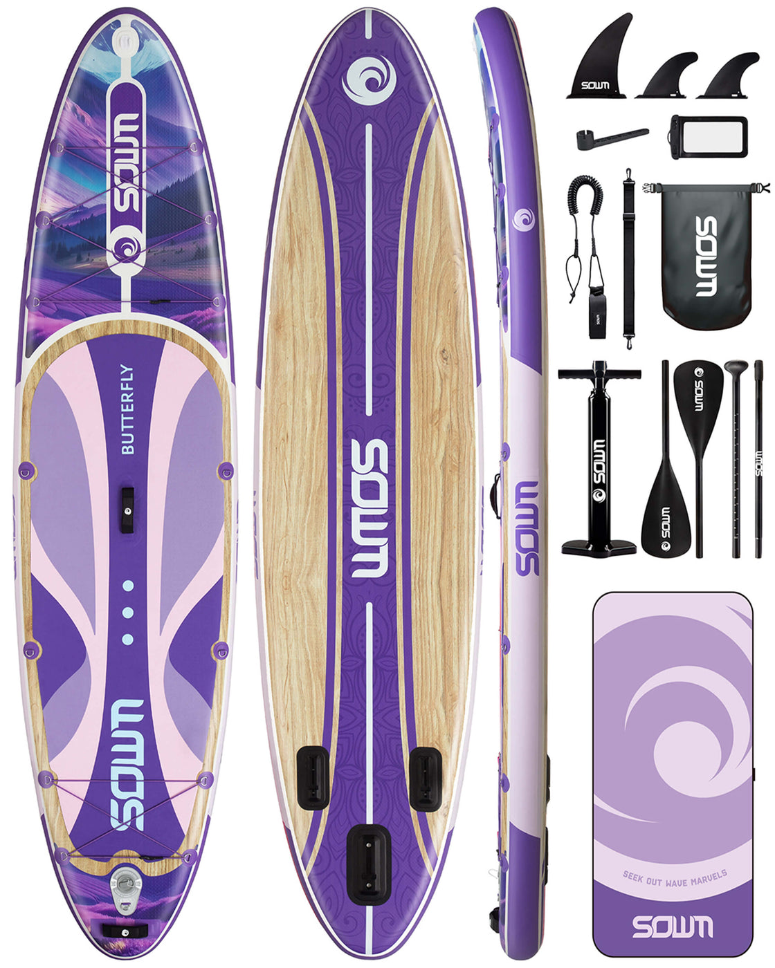 SOWM Inflatable SUP 11'x33'' Non-Slip Paddle Board for Adults, Youth,  Beginners