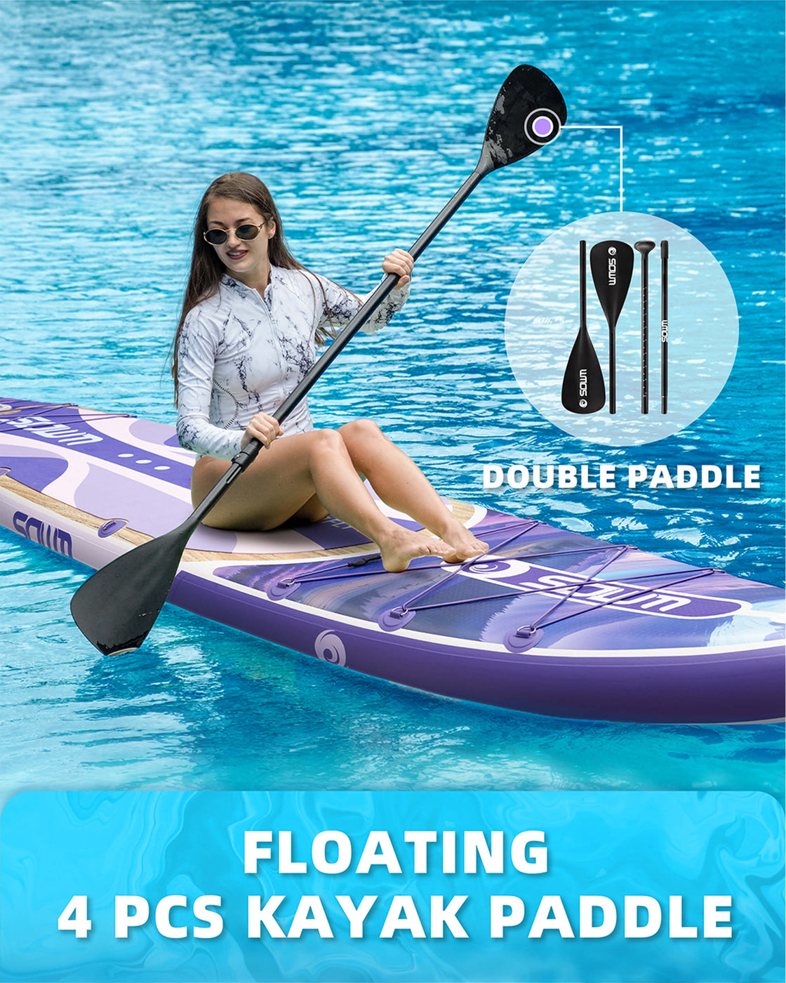 SOWM Inflatable SUP 11'x33'' Non-Slip Paddle Board for Adults, Youth,  Beginners