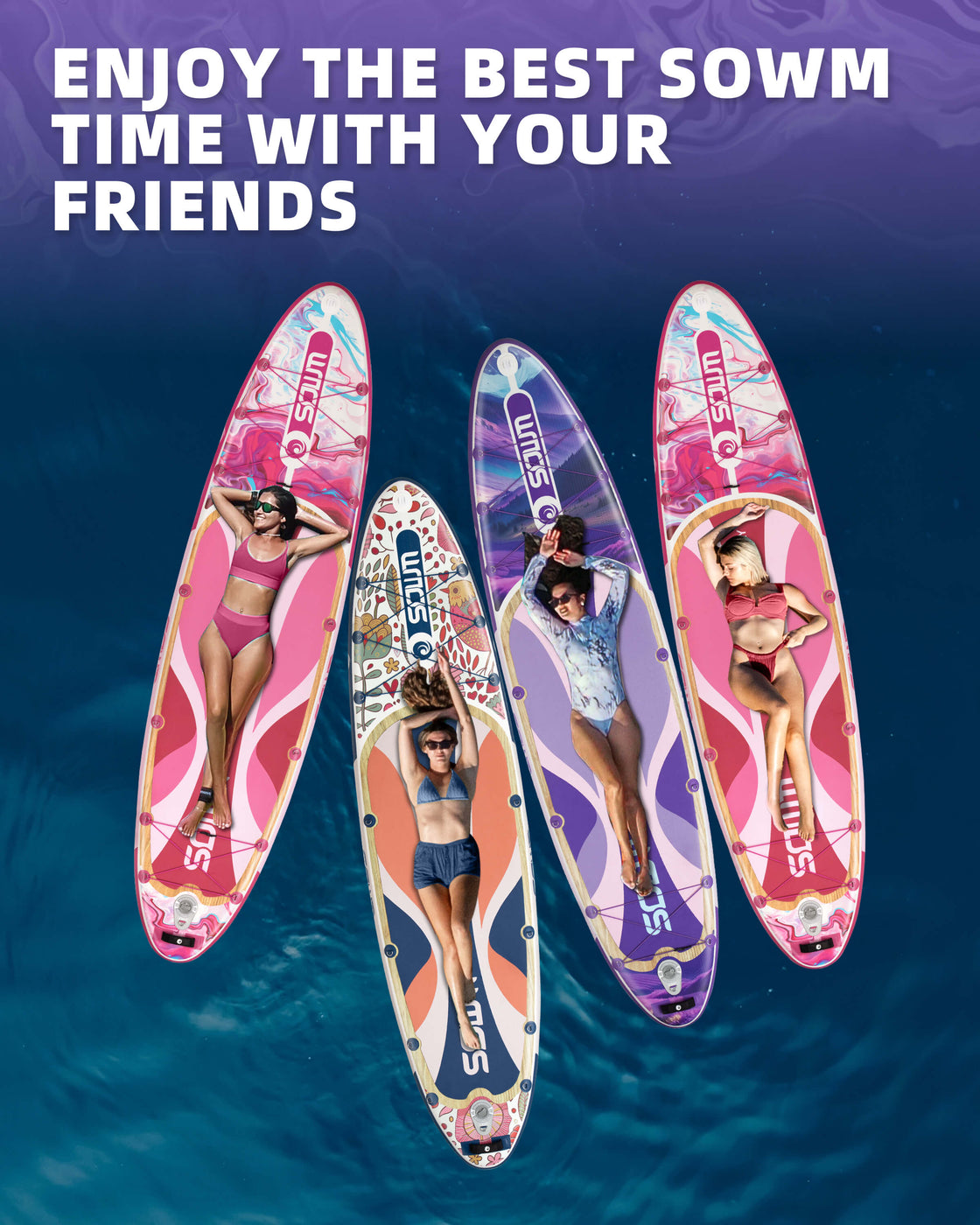 SOWM Inflatable SUP 11'x33'' Non-Slip Paddle Board for Adults, Youth,  Beginners