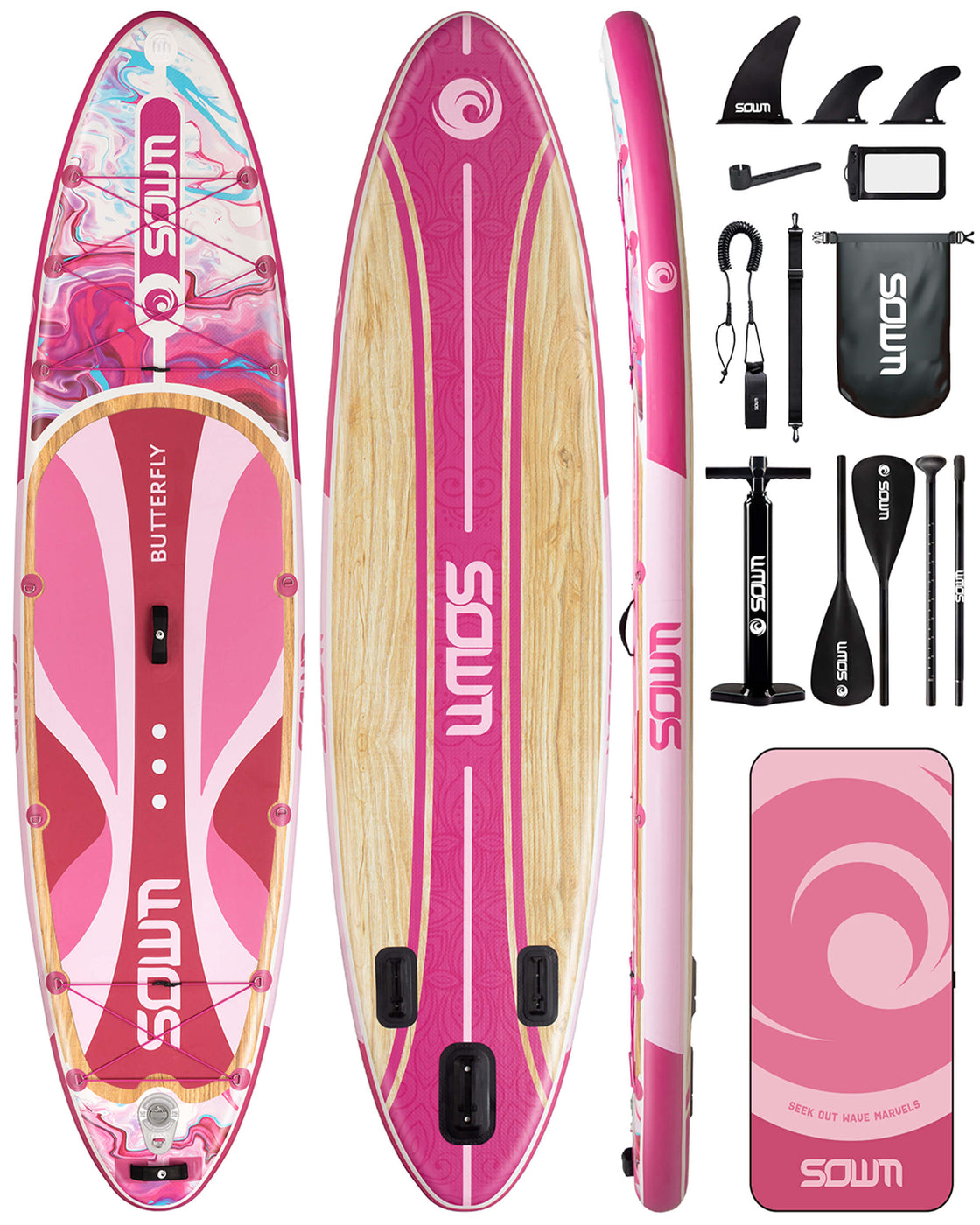 SOWM Inflatable SUP 11'x33'' Non-Slip Paddle Board for Adults, Youth,  Beginners